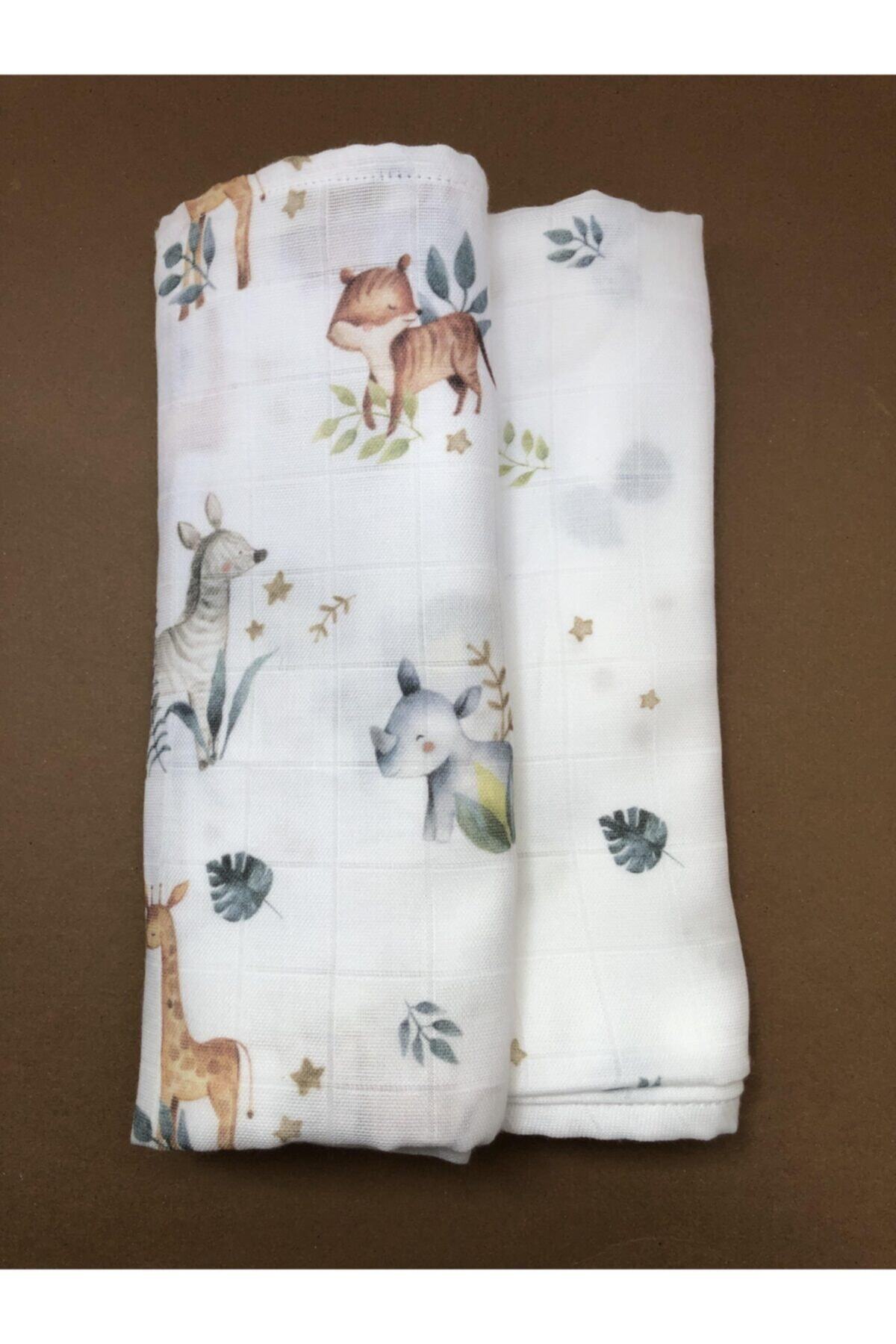HEYBELİ ORGANİK %100 Organik Bambu Müslin Örtü // 2'li Set // 80x100 Cm // Yeni Doğan Serisi