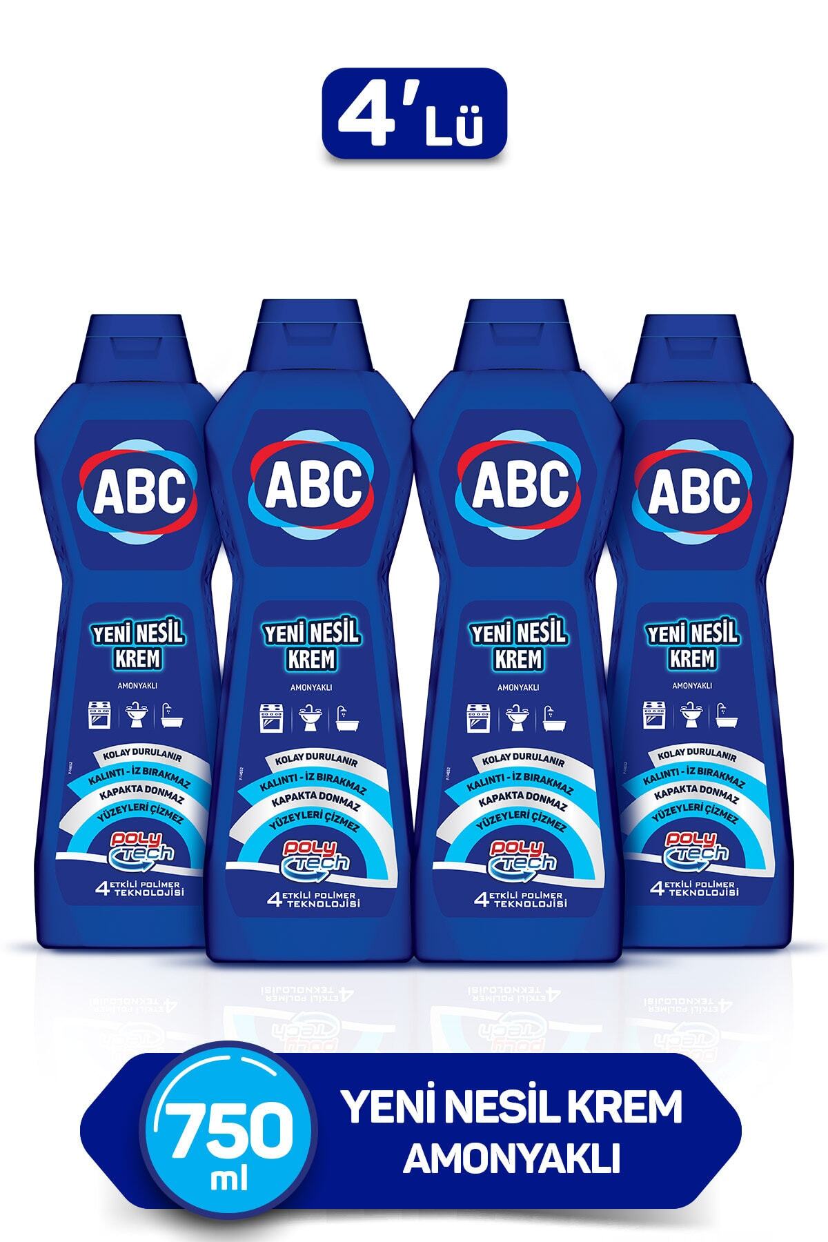 ABC Yeni Nesil Krem 750 Ml Amonyaklı 4'lü Paket