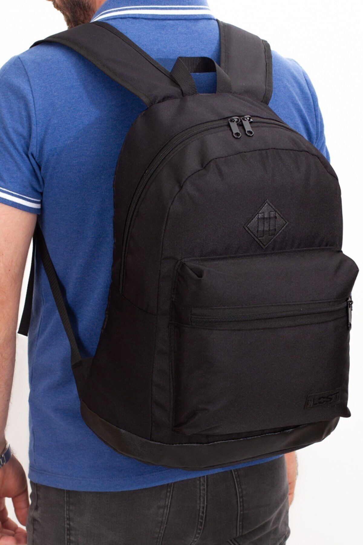 Newish Polo Erkek Okul Spor Laptop Sırt Çantası Siyah (45X35CM)