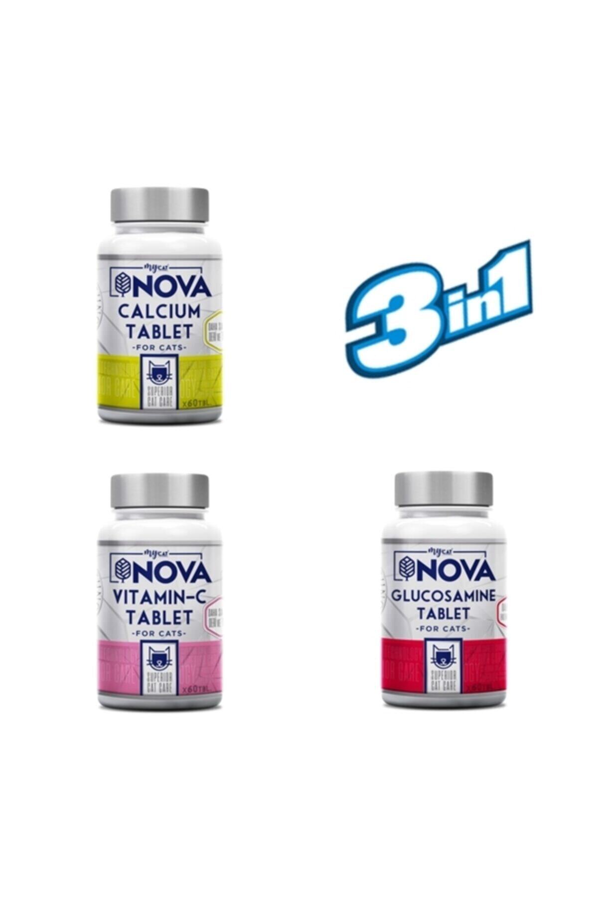 Nova Kediler Için C- Vitamini/calsium/glucosamine 3'in 1 Tablet (3x60 Tablet)