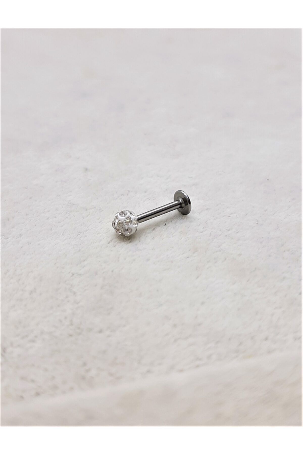 TÜKKAN ACCESSORİES 316l Cerrahi Çelik Şambala Hamur Beyaz Taş Dudak,tragus,kıkırdak,kulak Piercing