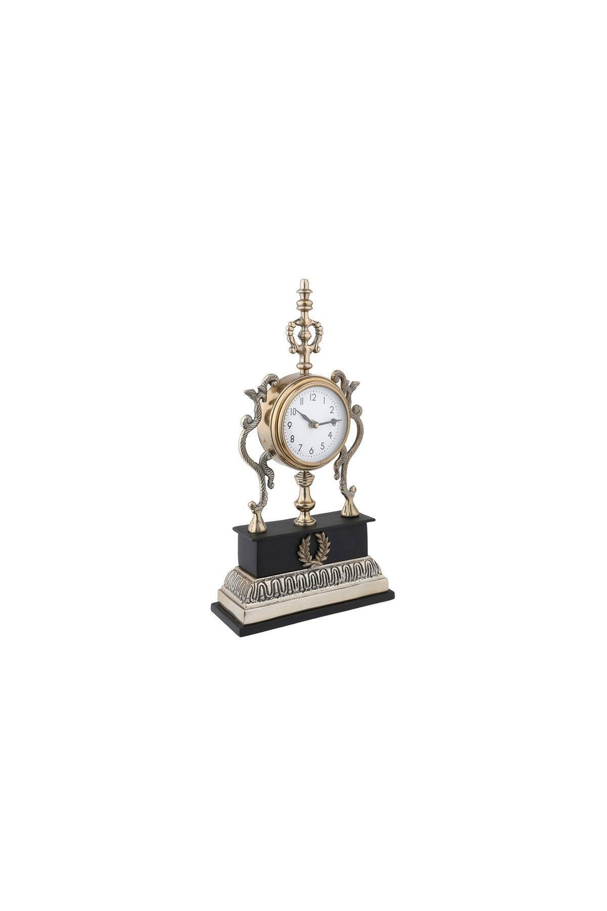 Lucky Art Brass Black Dekoratıf Masa Saatı 23x43cm