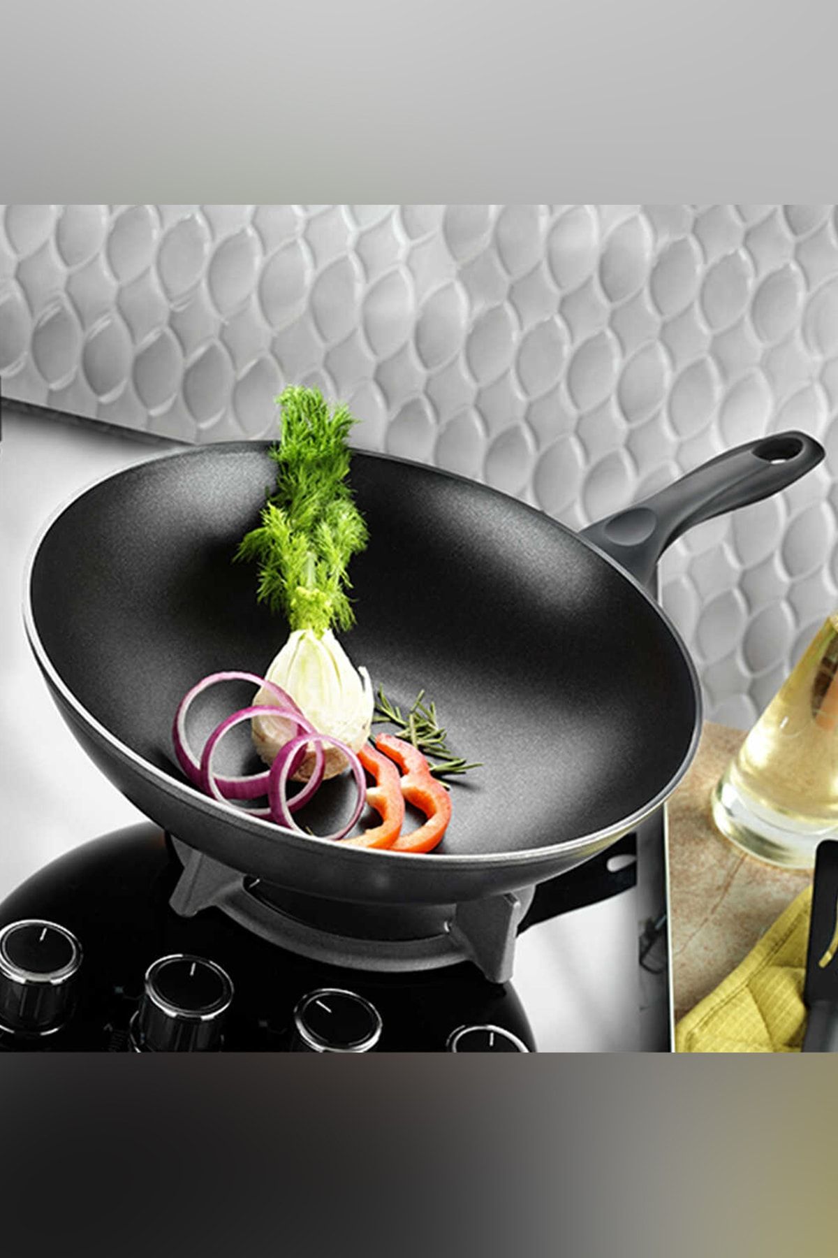 papilla Titan Plus Alize 28 Cm Indiksiyonlu Sote Wok Tava Siyah