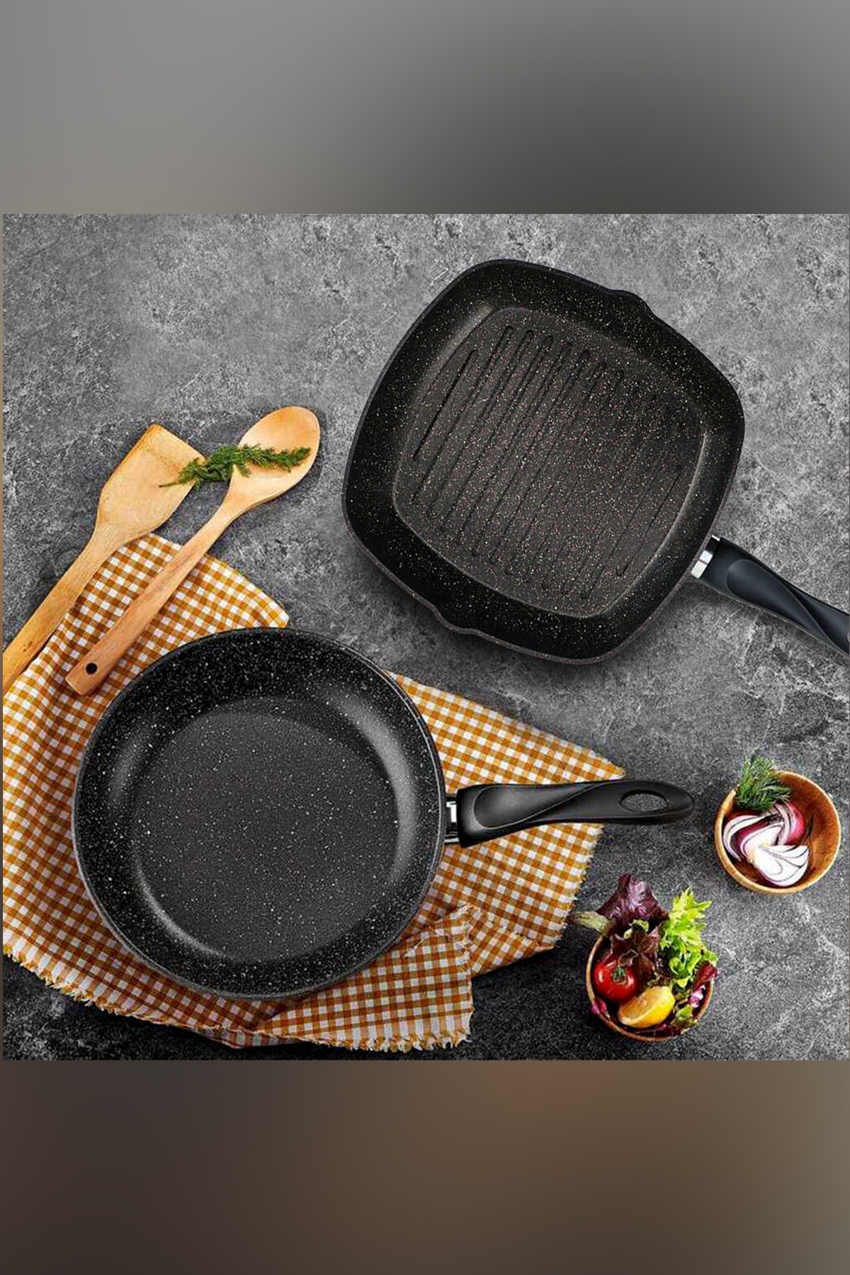 papilla Vilma 26+28 Cm Dövme Granit 2li Tava Seti Siyah