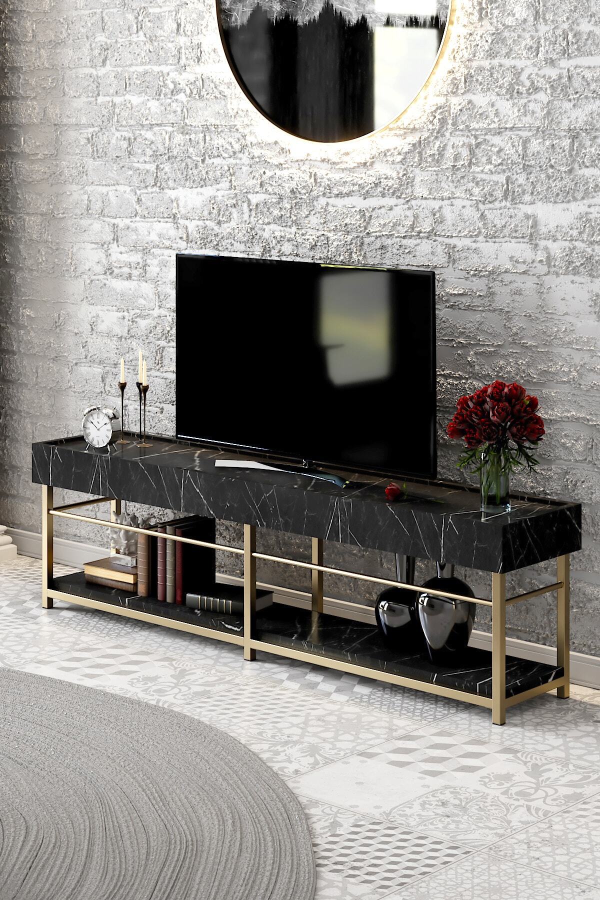 Modatte Natürel Tv Sehpası 150 cm Genişletilmiş Üst Tabla Modern Dresuar Tymd163