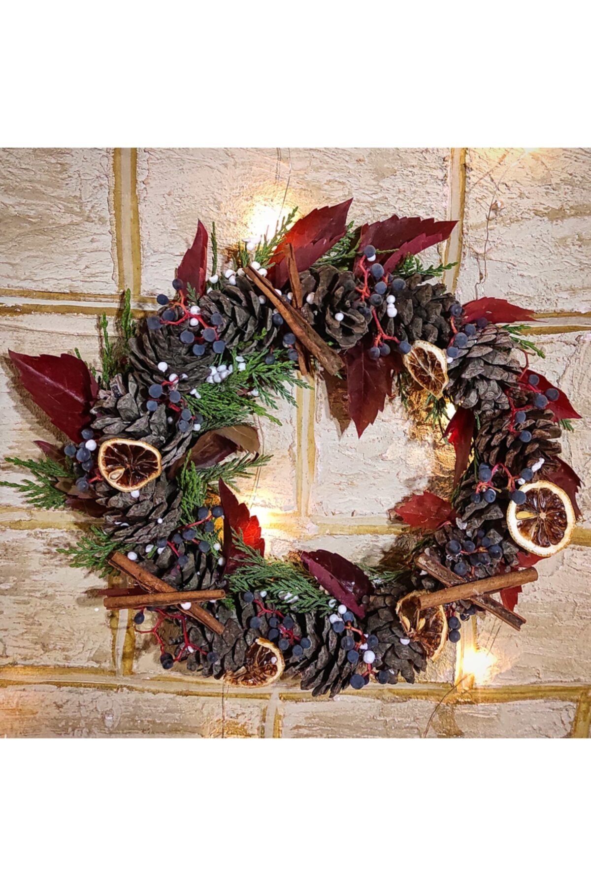 yılbaşı hediyem Yılbaşı Kozalaklı Noel Çelenk Kapı Süsü