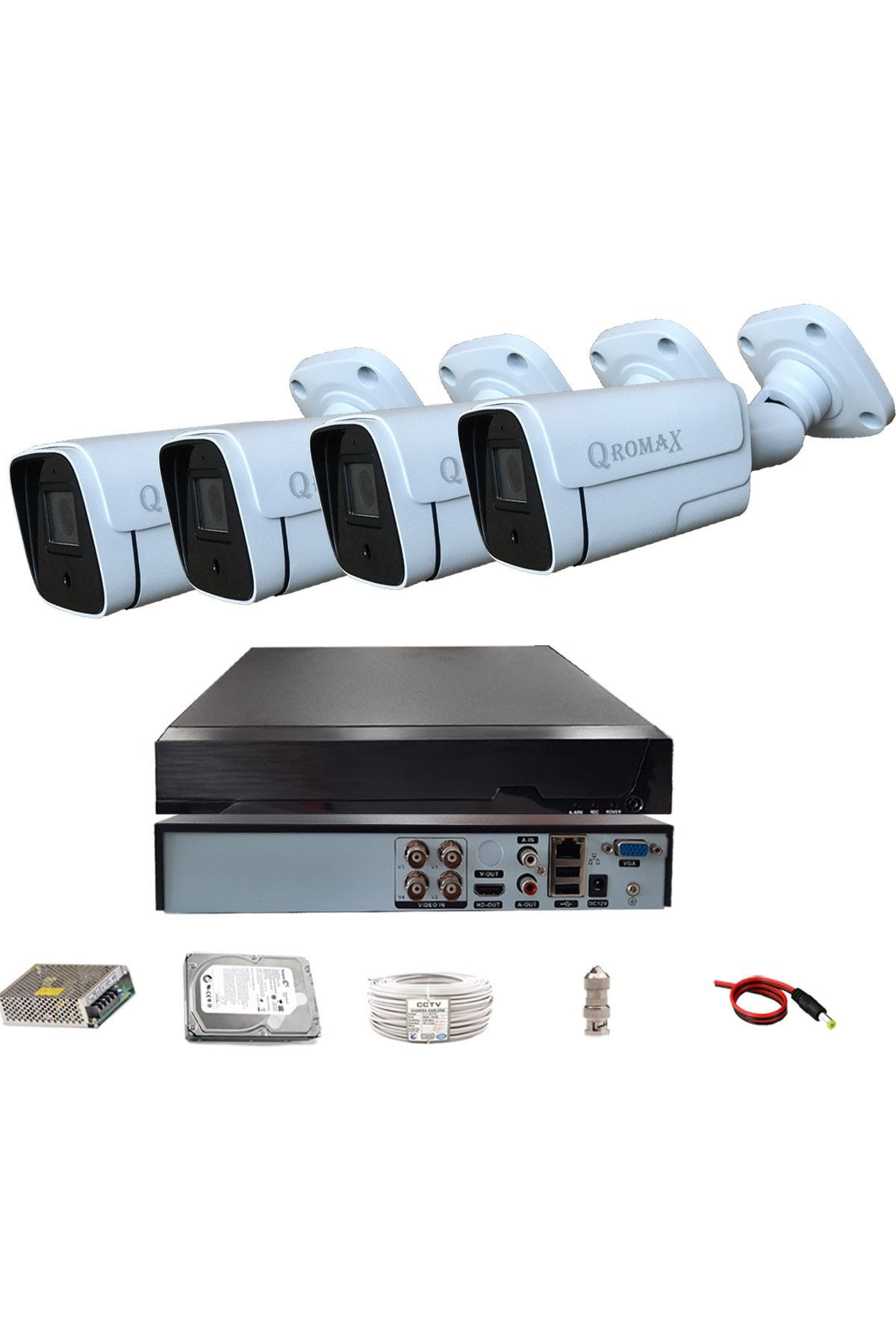 qromax Pro 8202 4 'lü 5 Megapiksel Sony Lens 1080p 2 Atom Led Metal Kasa Güvenlik Kamerası Seti