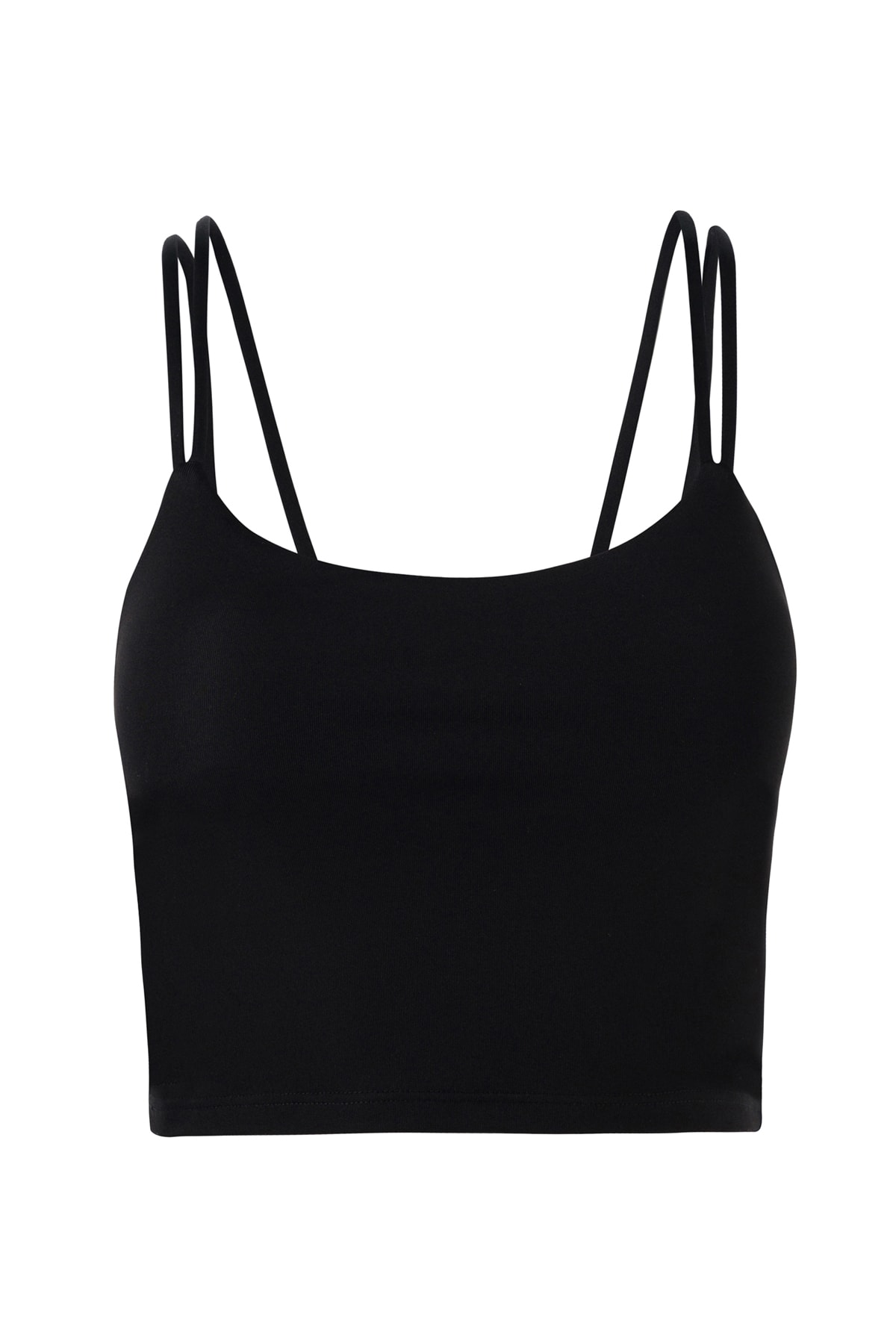 Wcool Collection Kadın Siyah Yumuşak Dokulu Çıkarılabilir Kaplı Destekli Askılı Crop Top