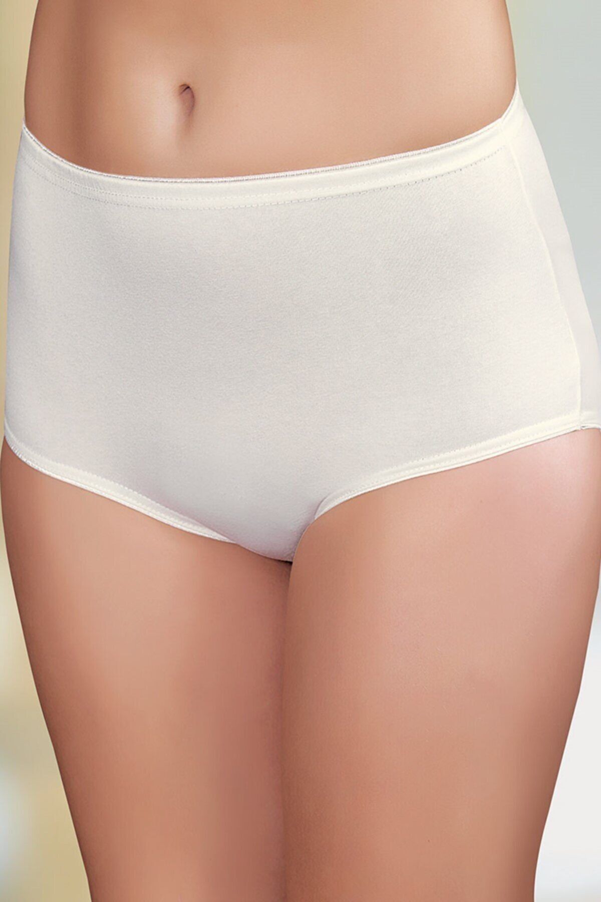 ŞAHİNLER İÇ GİYİM Şahinler - Ekru, Saten Biyeli Yüksek Bel Bato Slip 12'li Ekonomik Paket Mb226 4704-16754
