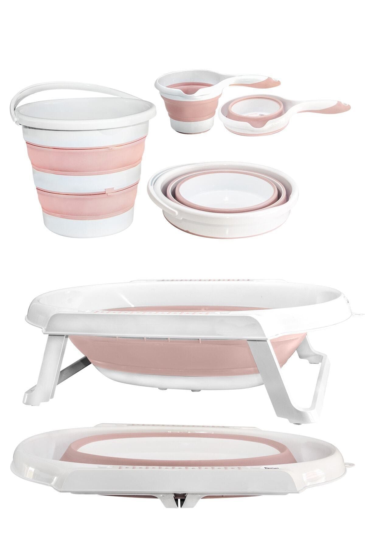 Cansın Mini Kız Bebek Pembe Katlanır Banyo Küvet Seti Cm-775-1
