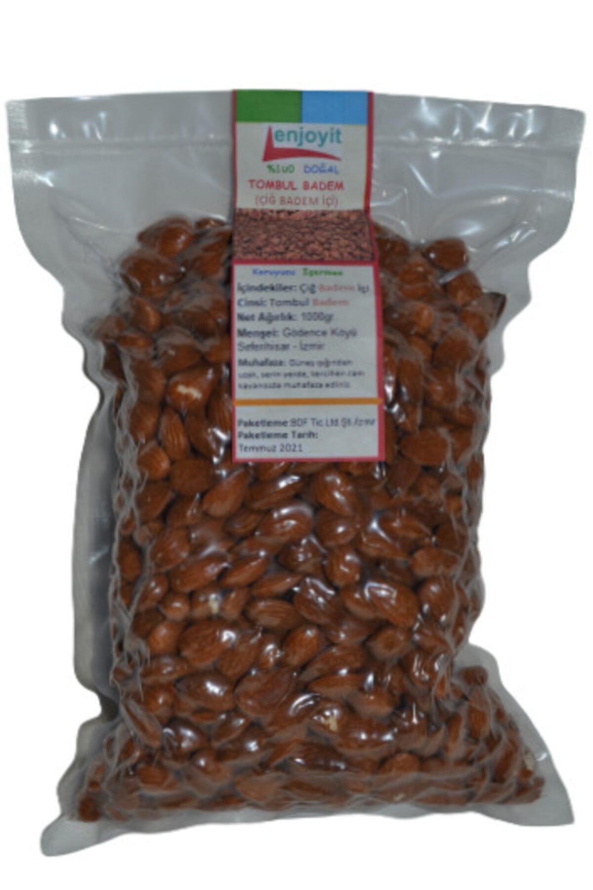 enjoyit Çiğ Badem Içi 1 Kg Yerli Nefis Tombul Badem Cinsi Vakumlu Ambalaj