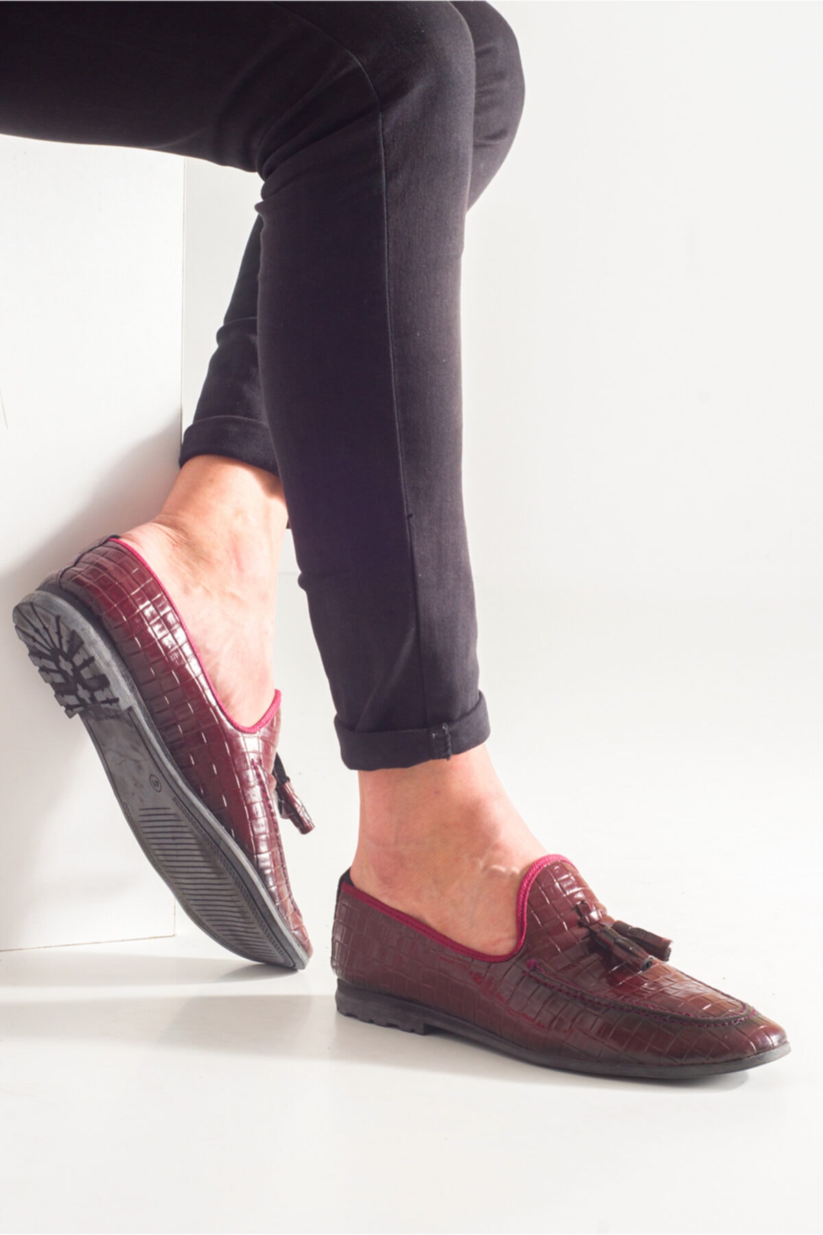 Freemax Oxford Erkek Ayakkabı Bordo Taba