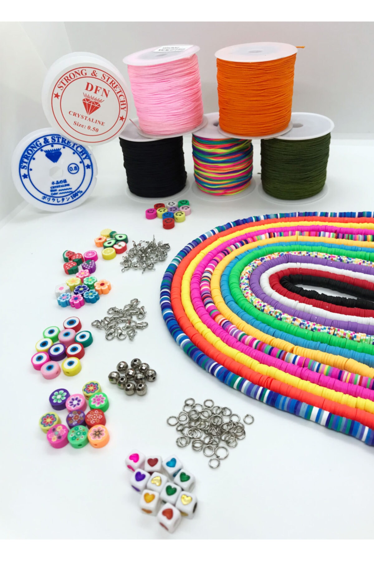 uniquehobby 13lü Polimer Kil Fimo Boncuk Seti Fimo Figür Meyve Papağan Halka Düğüm Kapama Kalp Figür