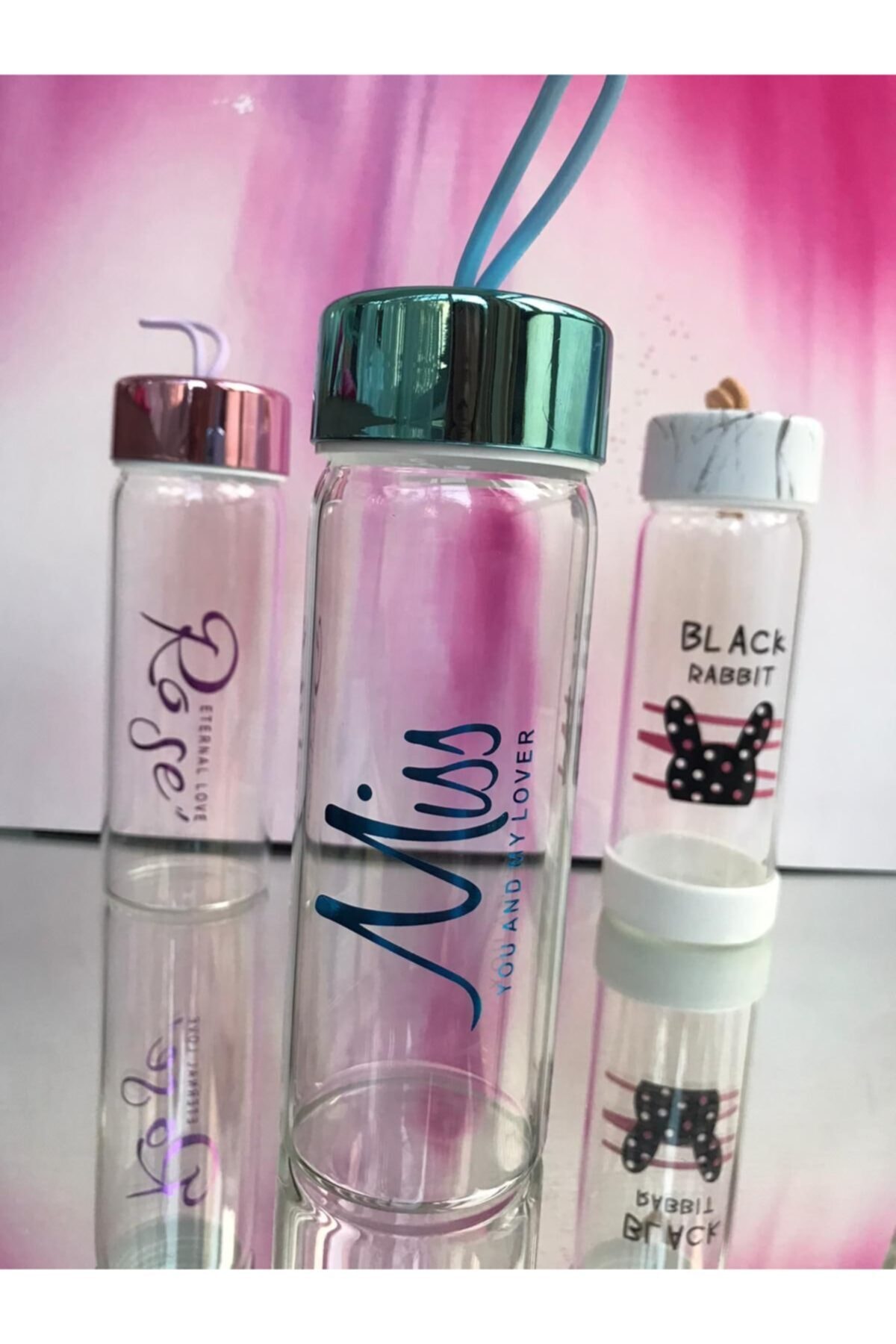 Özge's Yılbaşı Hediyelik-miss Cam Matara - Boroslikat Cam Matara 500 ml -detoks Cam Matara