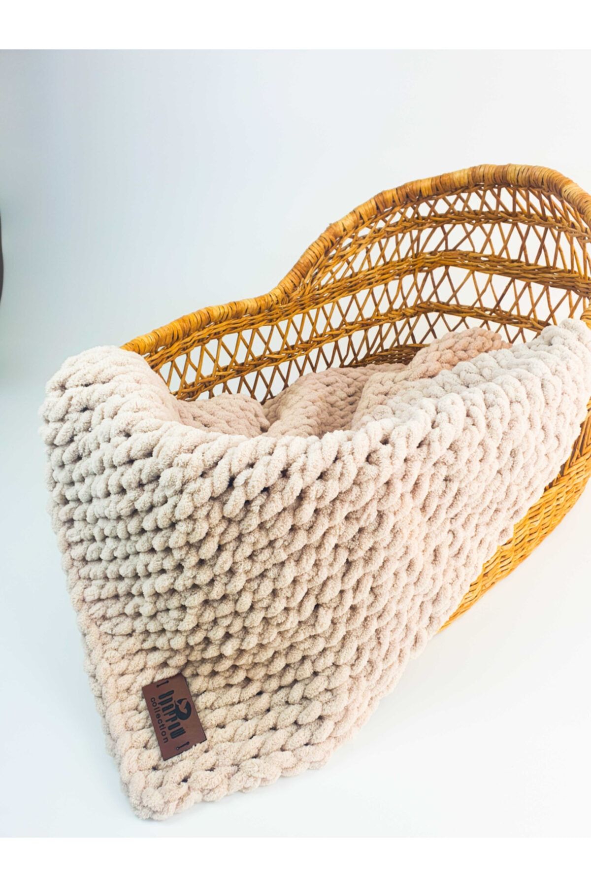 Sparrow Collection Pufy El Örgüsü Battaniye Taş Gri El Örgüsü Bebek Battaniyesi