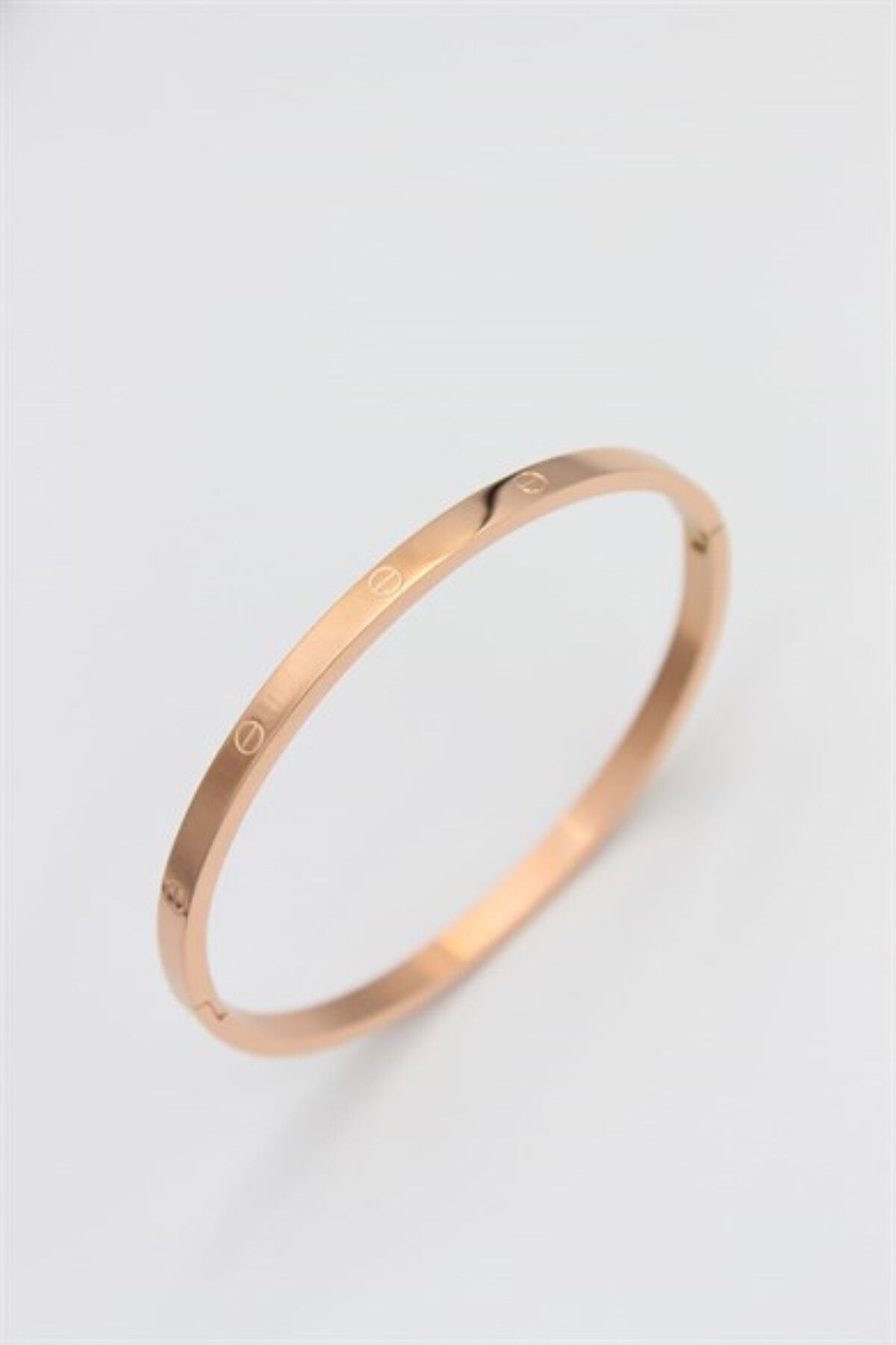 Karen Accesory Karen Aksesuar Rose Gold Kadın Ince Cartier Kararmaz Çelik Bileklik Bilezik 18cm (asla Kararmaz)