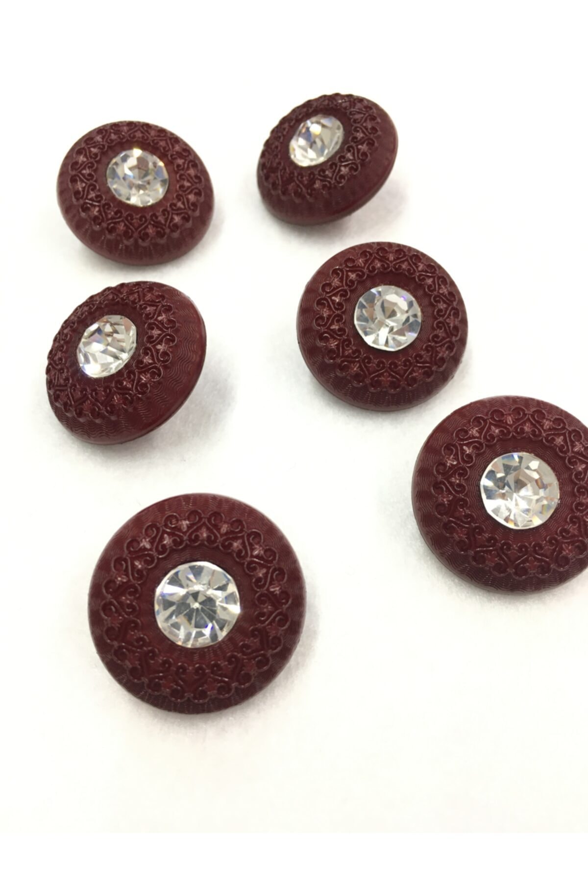 karantuhafiye Taşlı Kaban Düğmesi Bordo 6 Lı Set