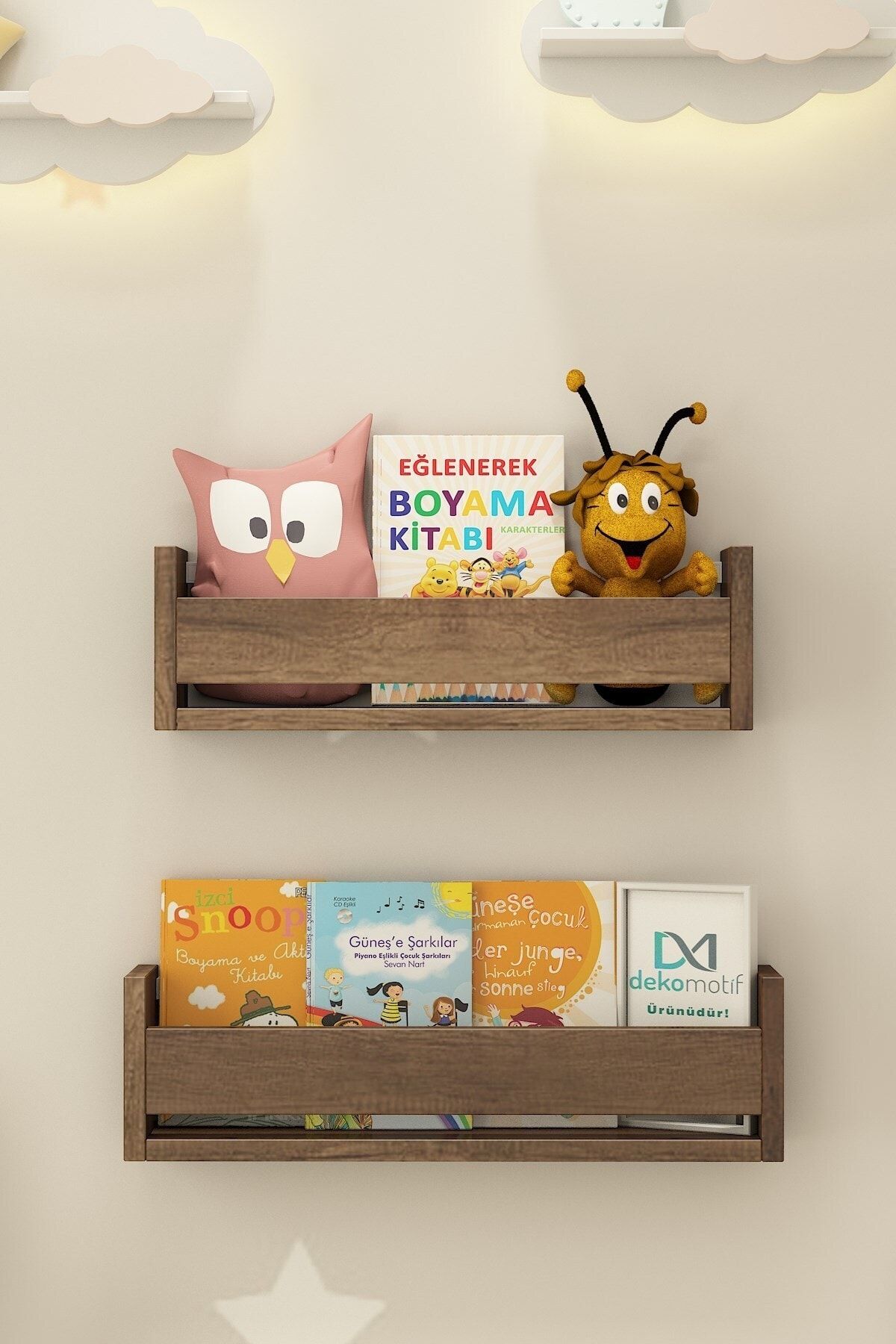 Dekomotif Montessori Tekli 2 Raf Barok Çocuk Odası Eğitici Kitaplık
