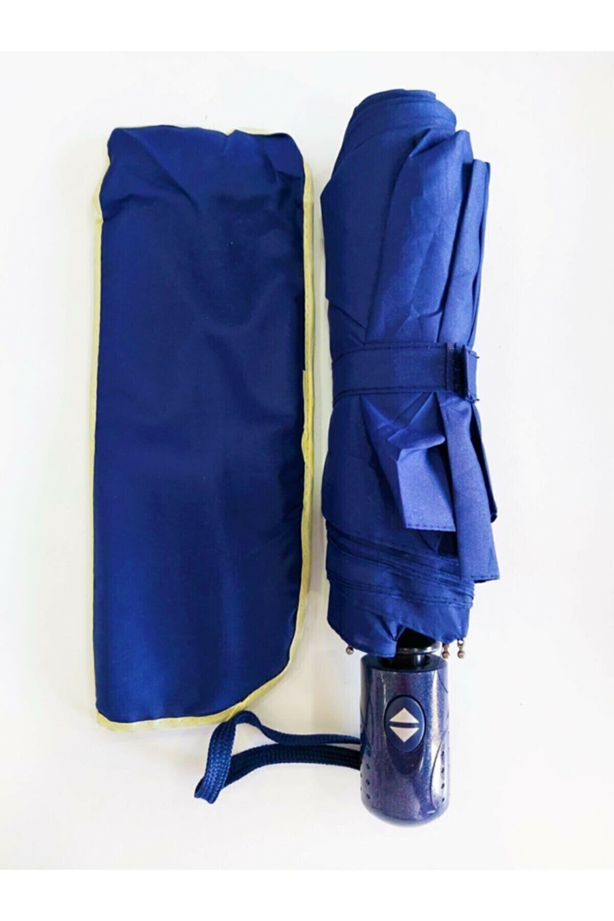 Çiçek Şemsiye Unisex Lacivert Tam Otomatik Dayanıklı Kaliteli Şemsiye 8 Telli