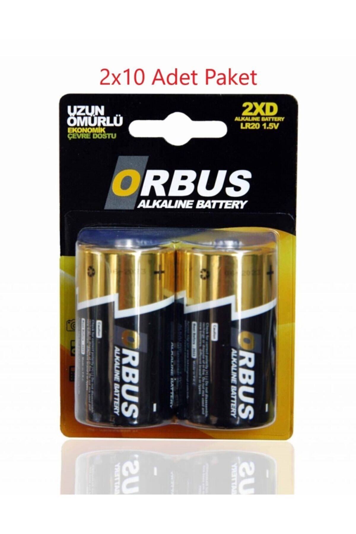 ORBUS 2 Li Blister Alkalin Büyük Boy Pil Lr20 2x10 Adet Paket