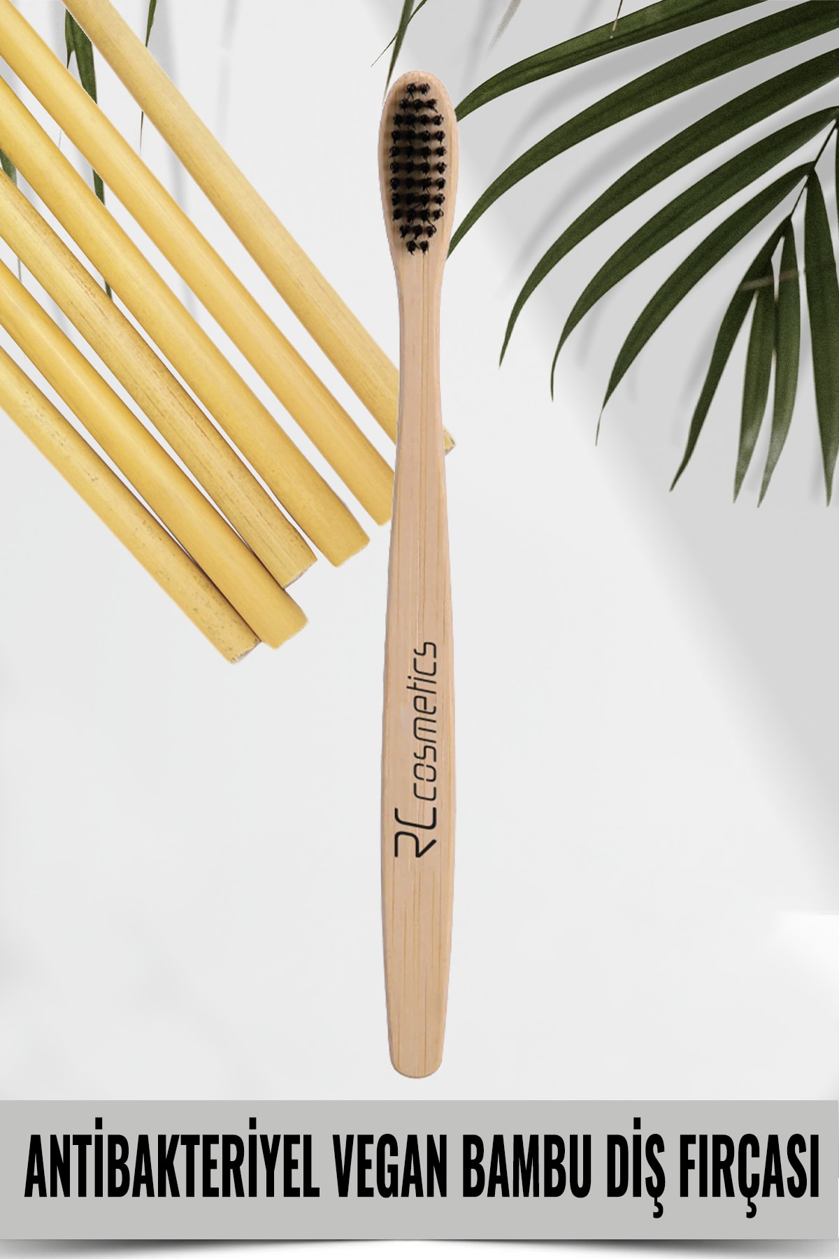 RC COSMETİCS Doğal Antibakteriyel Vegan Bambu Diş Fırçası Kömür Etkili 1 Adet