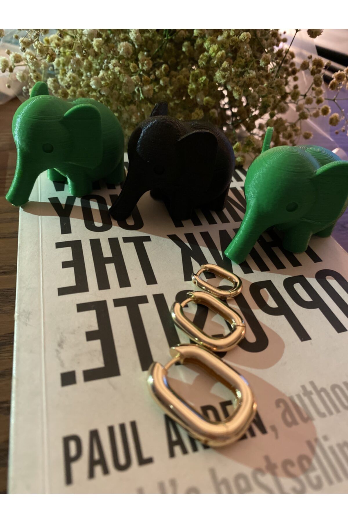 thingslikeflower Çelik Gold Renkli Vintage Üçlü Dikdörtgen Küpe