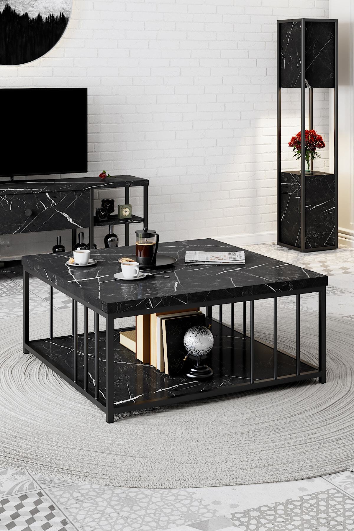Modatte - Zenn 90x90x40 Cm Orta Sehpa - 3.6 Cm Kalınlıkta Üst Tabla - Tymd171