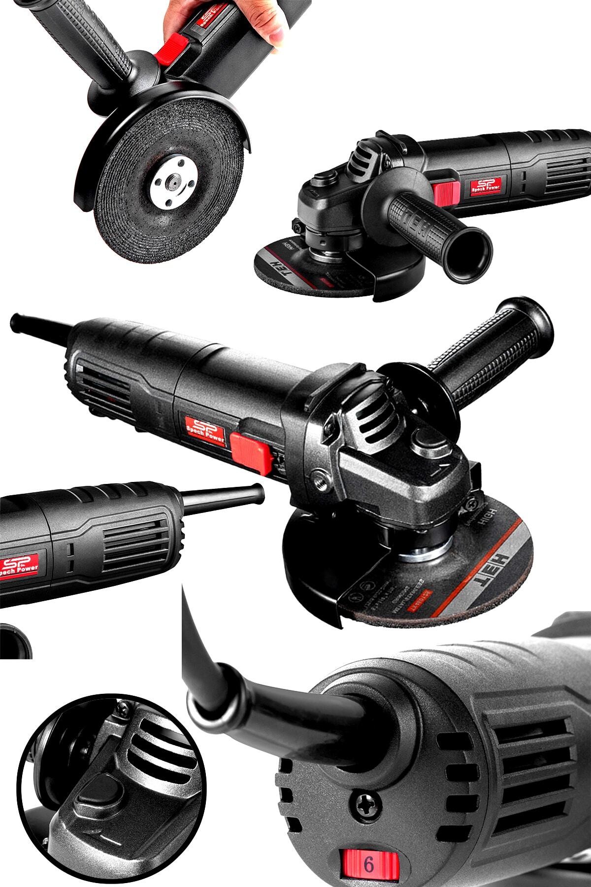 Spech Power 3400 Watt 6 Kademli Devir Ayarlı Spral Taşlama Makinası Avuç Içi Metal Kesma Taşlama Makinesi