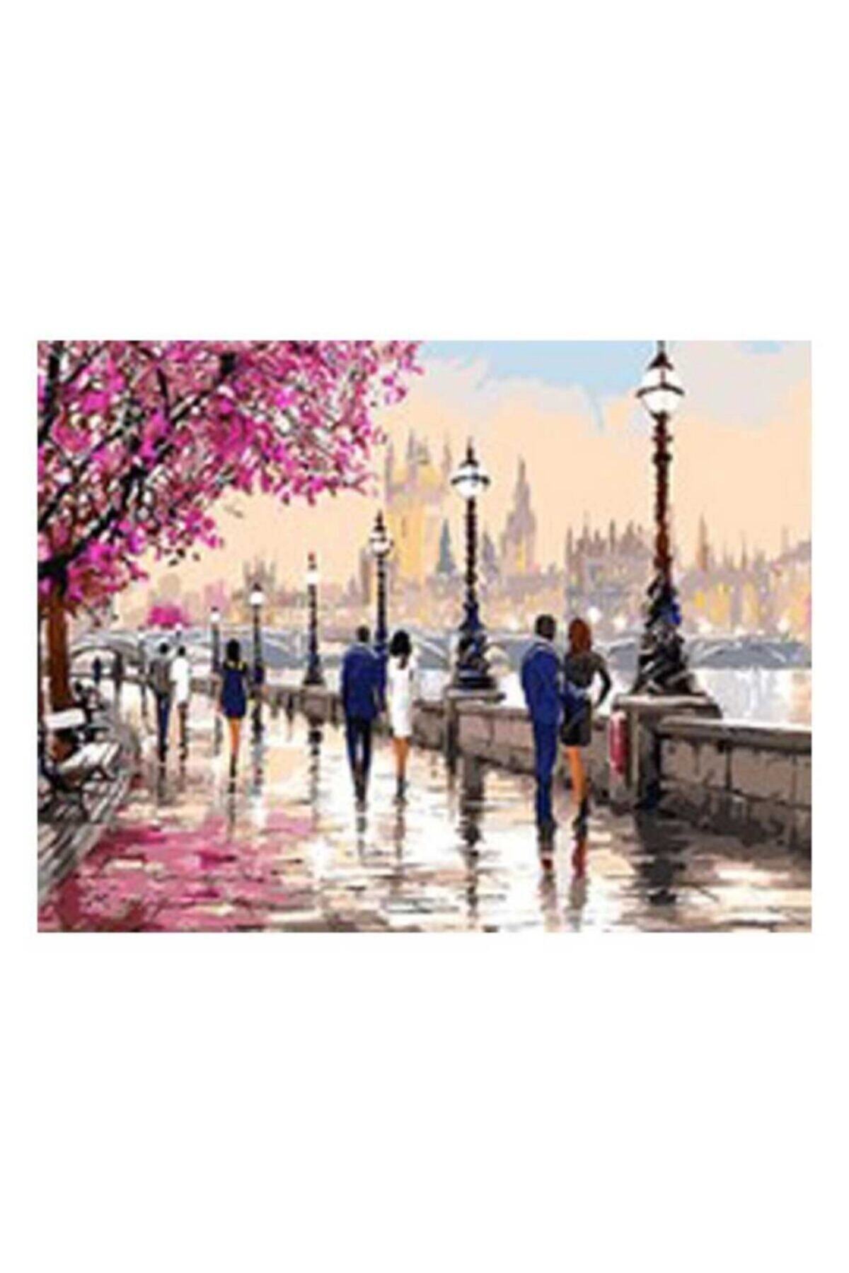 LİLYHOBBYLAND Sayılarla Boyama 60x75 Cm (çerçeveli-büyük Boy ) Tuval: Aşıklar Yolu
