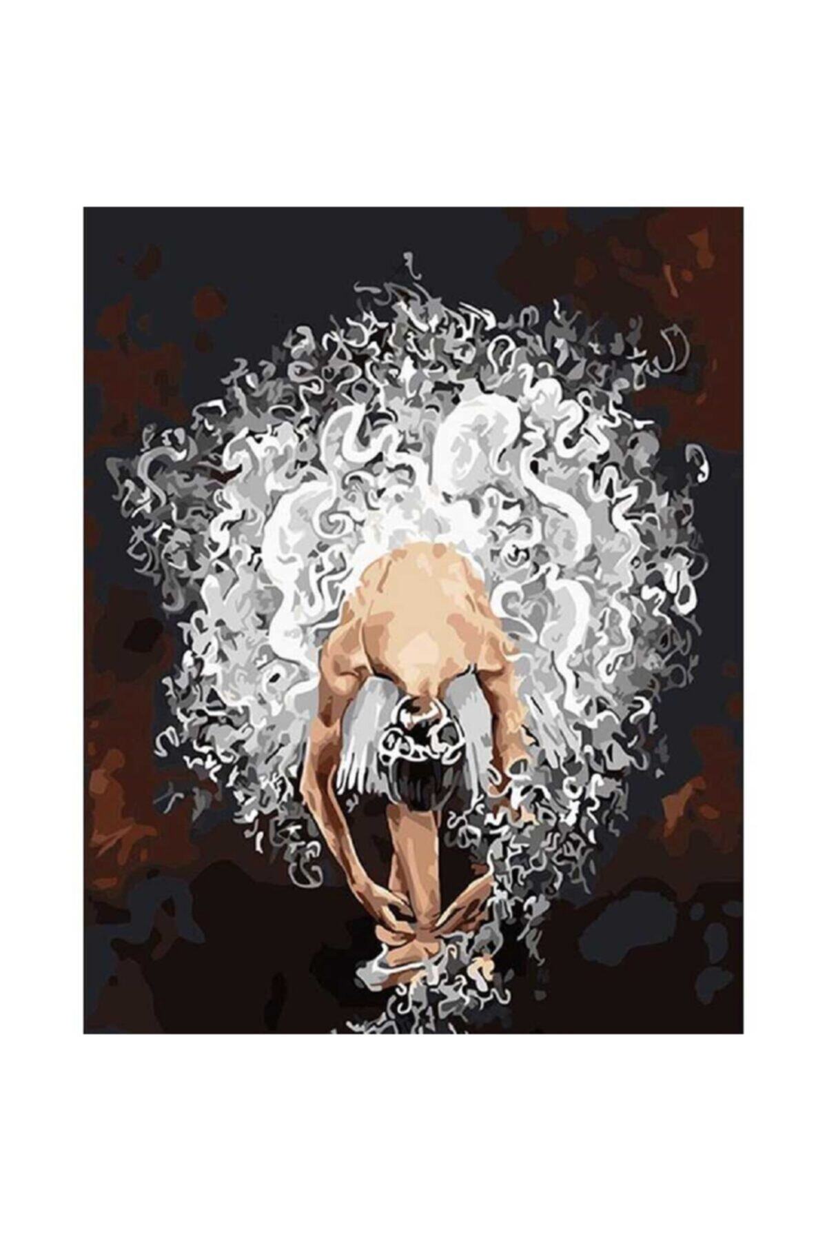 LİLYHOBBYLAND Sayılarla Boyama 60x75 Cm (çerçeveli ) Tuval: Beyaz Balerin