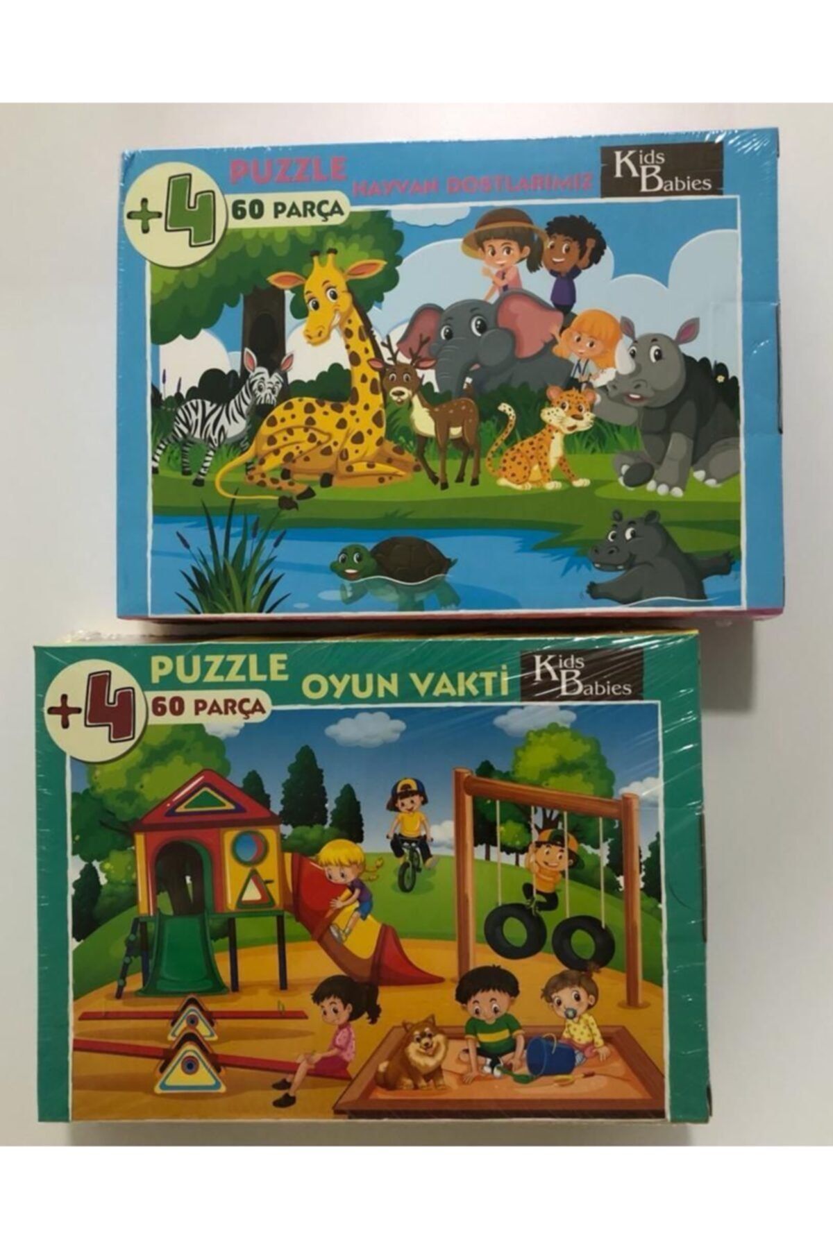 Kids Babies 60 Parça Puzzle 2 Adet Hayvan Dostlarımız- Oyun Vakti