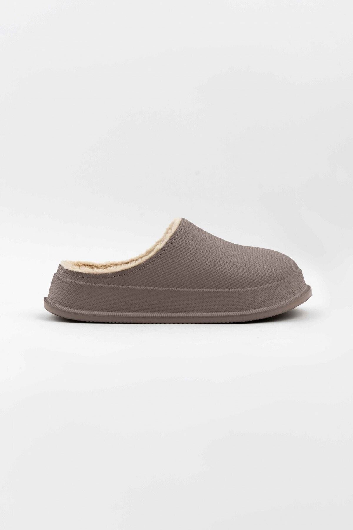 ELİT SHOES Werner Gri Mat Faylon Taban Içi Tüylü Kadın Ev Terliği