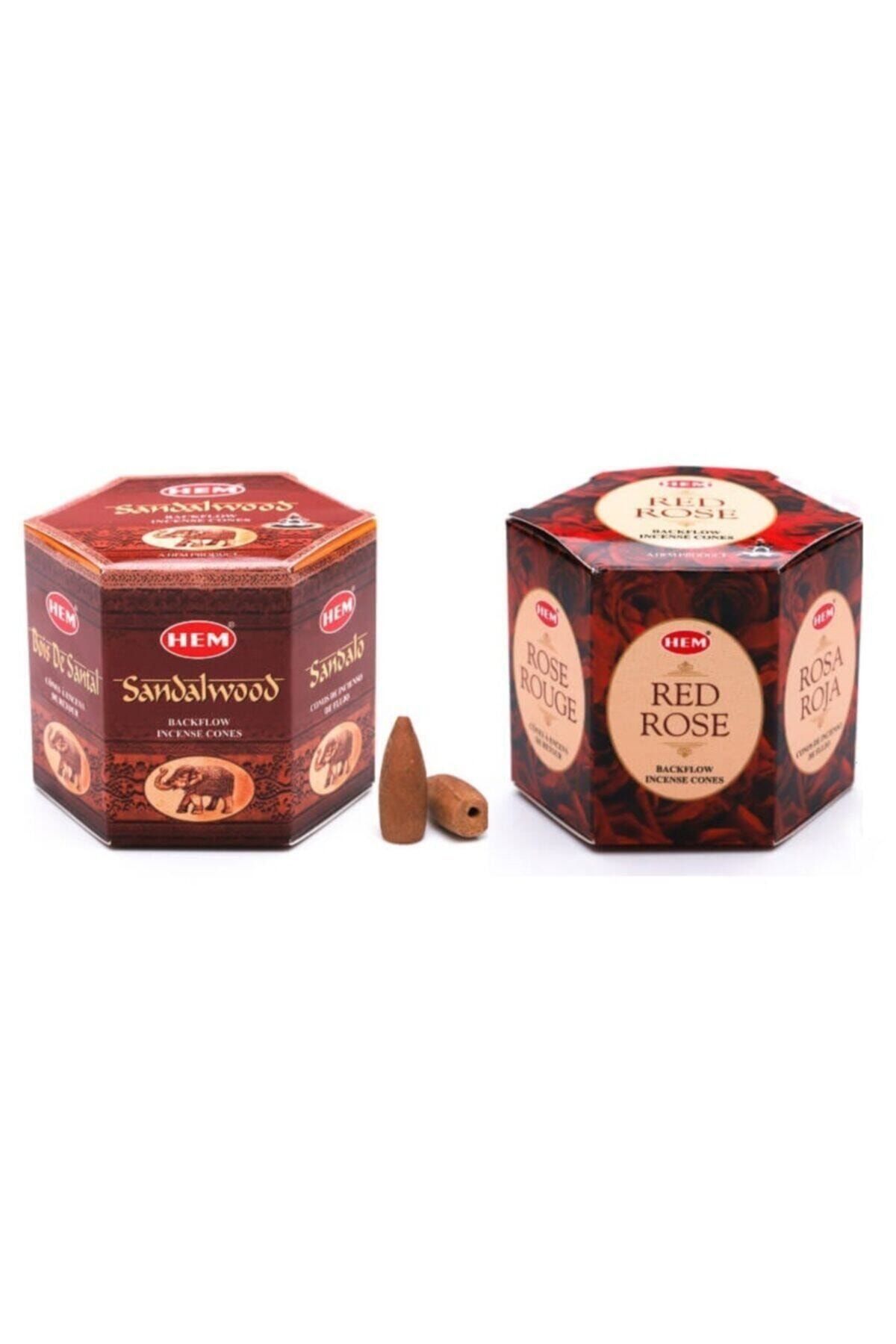 Hem Zen Geri Akışlı Şelale Tütsü Konileri Sandal Ağacı Ve Kırmızı Gül 40 Adet Karışık Backflow Incense