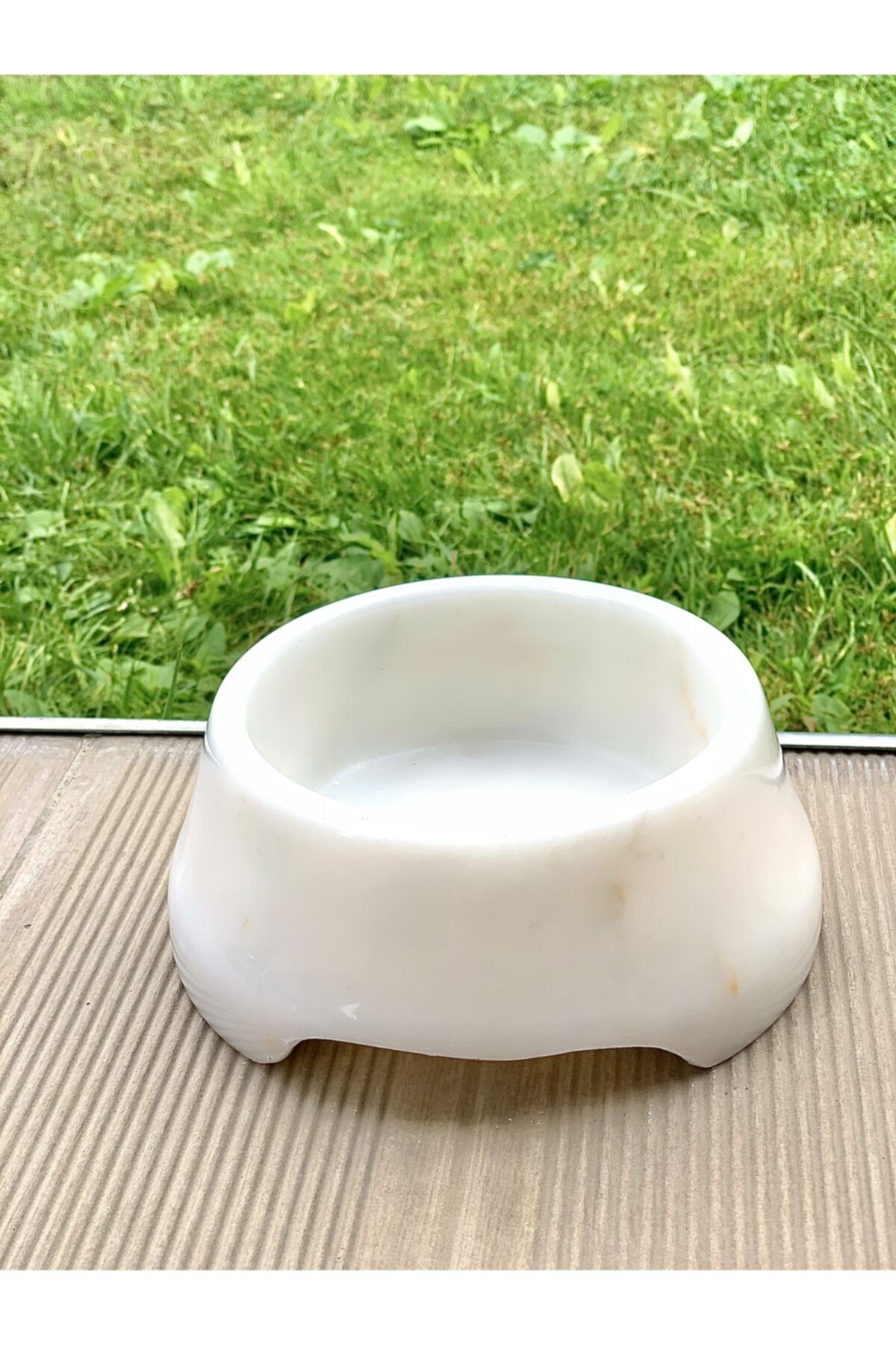 VNV HOME Beyaz Mermer Kedi Köpek Mama Kabı