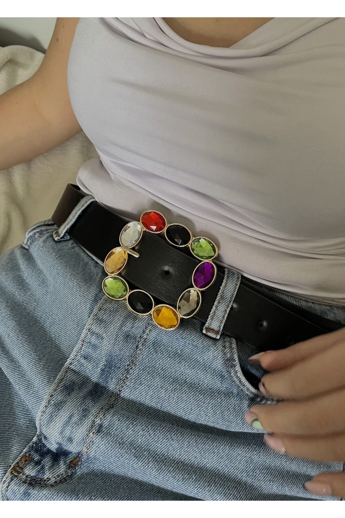 KİLİGİSTANBUL Çok Renkli Kare Kemer