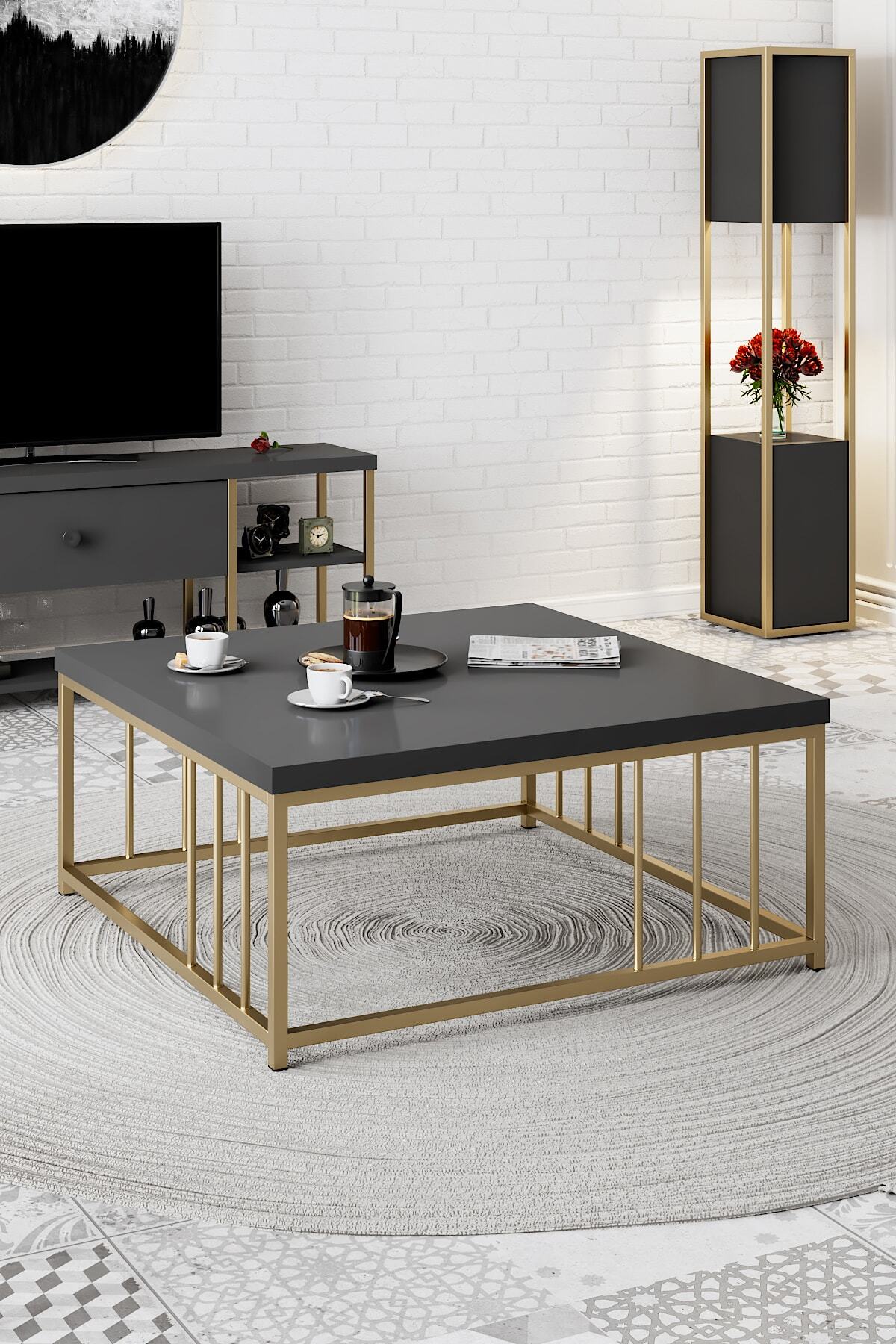 Modatte - Zenn 90x90x40 Cm Orta Sehpa - 3.6 Cm Kalınlıkta Üst Tabla - Tymd135