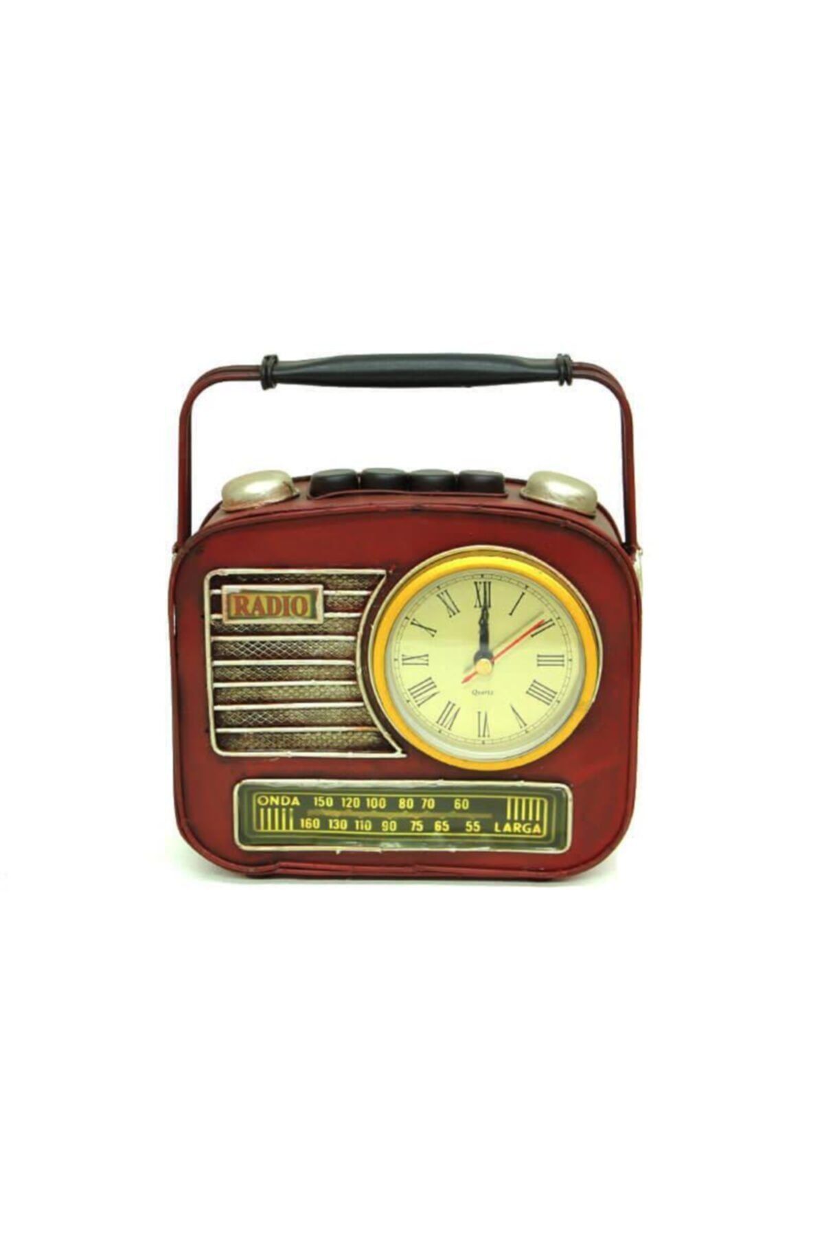 BK STORES Dekoratif Metal Radyo Saatli Kumbara Vintage Biblo Hediyelik