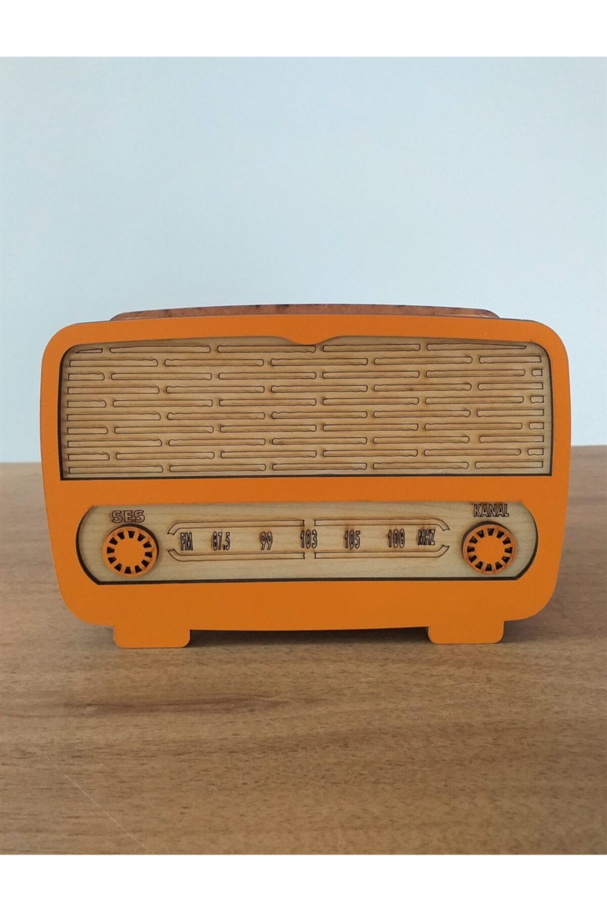 yenihayatdekorasyon Rustik Ahşap Radyo Kumbara (turuncu)