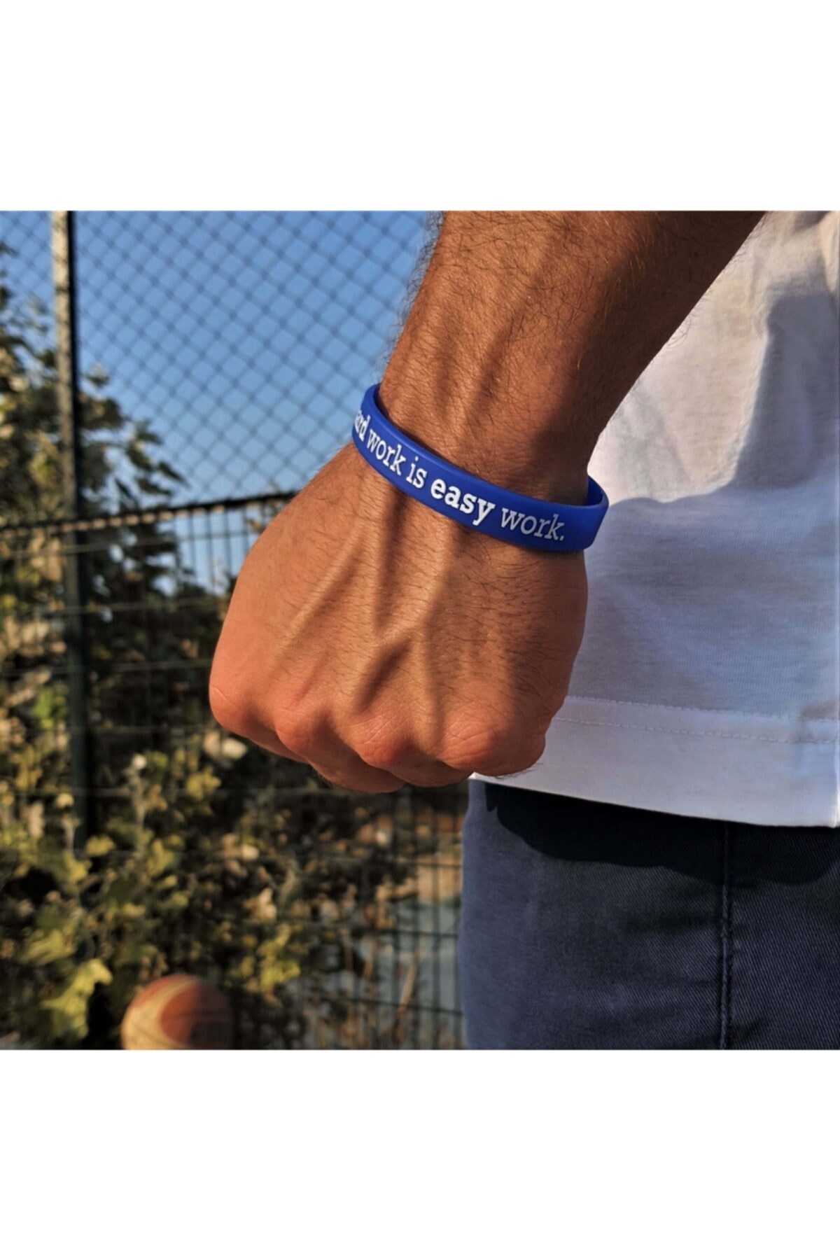 Rivalist Hard Work Is Easy Work. Spor Bileklik (lacivert) - Fitness Basketbol Futbol Voleybol Spor Bileklik.