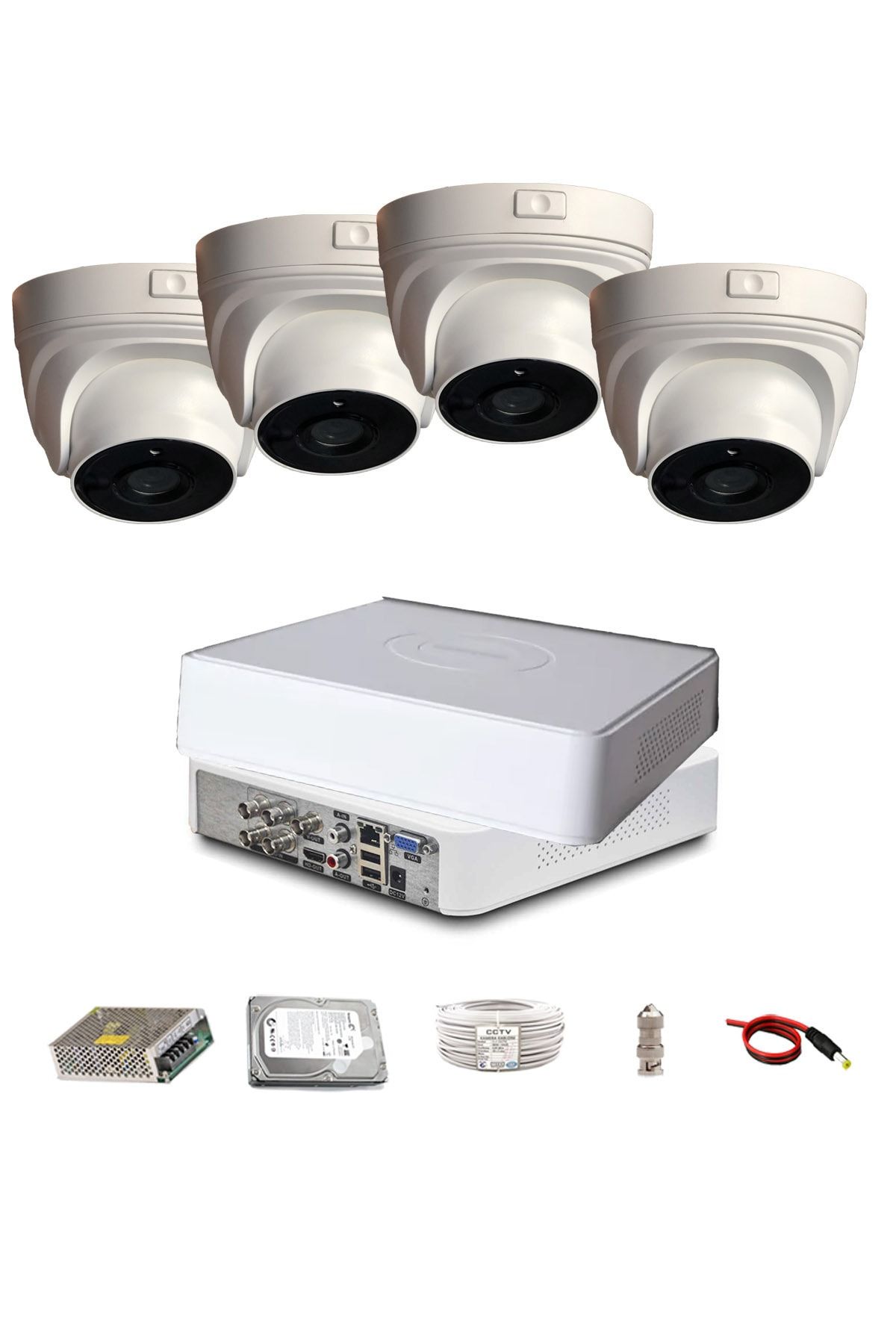 qromax Pro D112b 4' Lü 5 Megapiksel Sony Lens 720p Aptina Sensör Iç Mekan Güvenlik Kamerası Seti