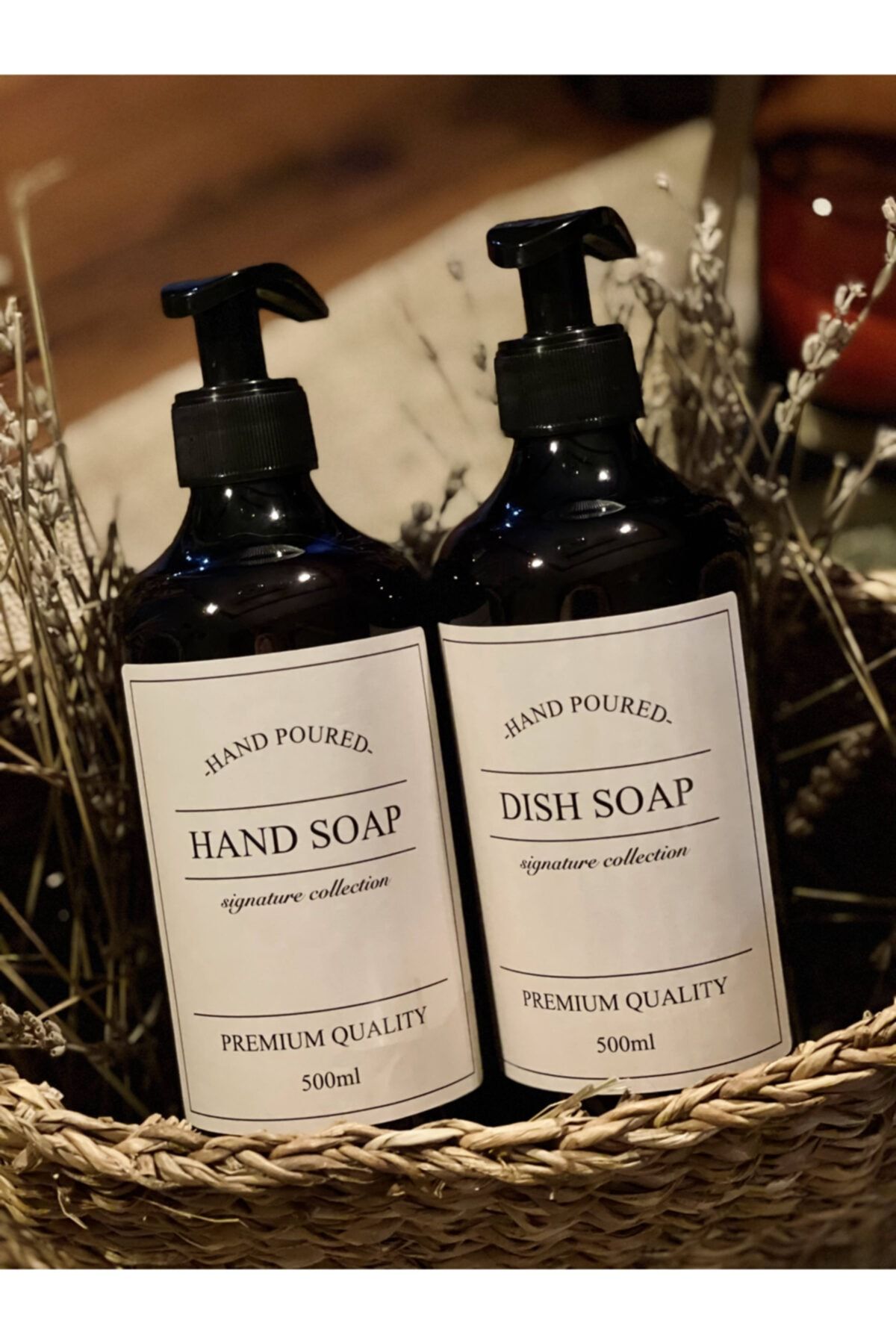 Lesia Home Hand Soap Ve Dish Soap Cam Görünümlü Plastik Şişe 500 Ml Sabunluk Şişe Seti
