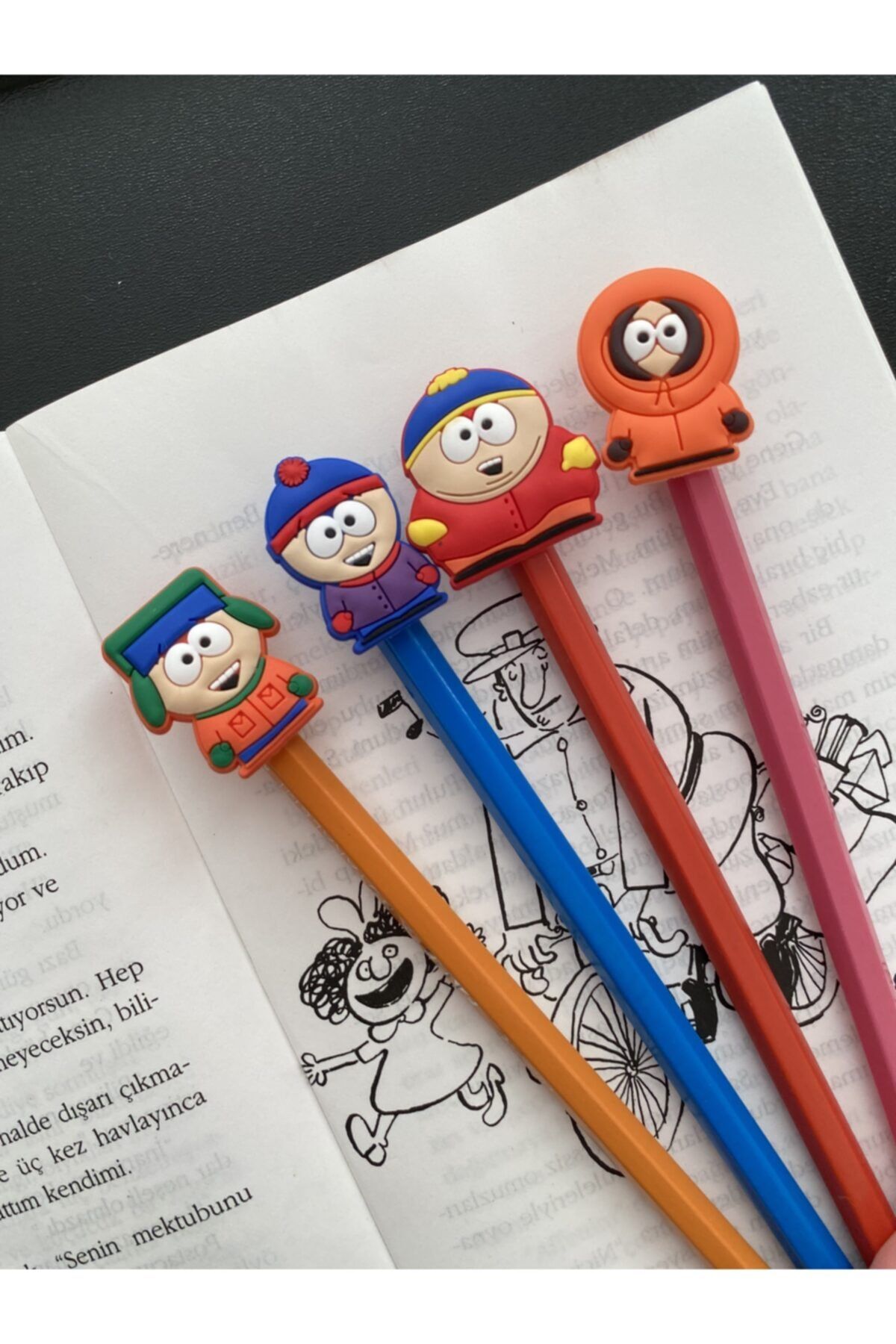 odaburada South Park Figürlü Sevimli Kalem Süsü 4'lü Set