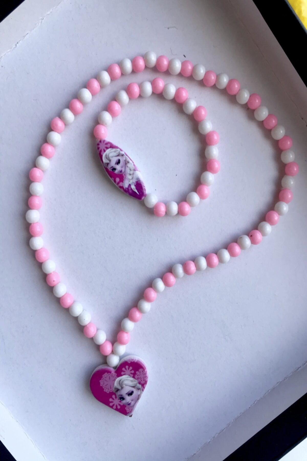 cici bandana Kız Bebek Çocuk Elsa Figürlü Kolye Bileklik Takım