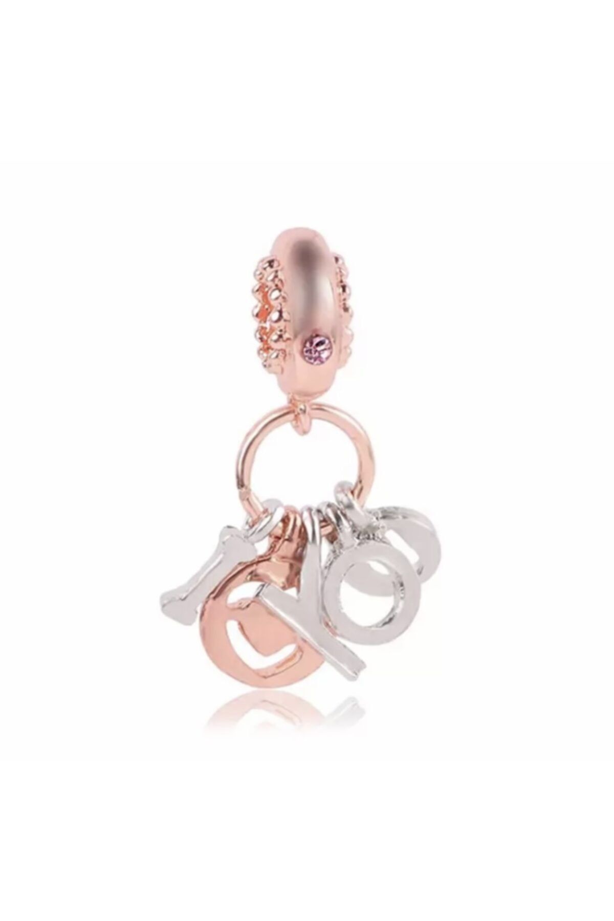 Jenuzo Rose Gold I Love You Sallanan Harfler Charm