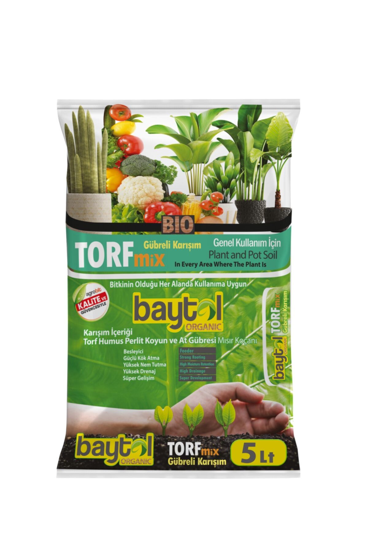 baytol Mix 5lt Organik Bitki Ve Saksı Toprağı Gübreli Torf