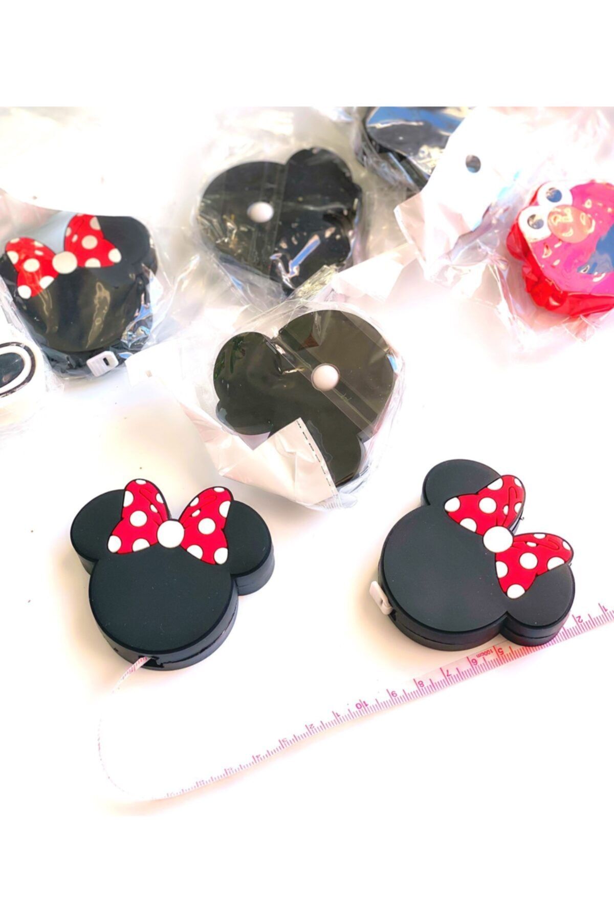 QUEEN AKSESUAR Sevimli Minnie Mouse Fare Otomatik Mezura Metre Cetvel