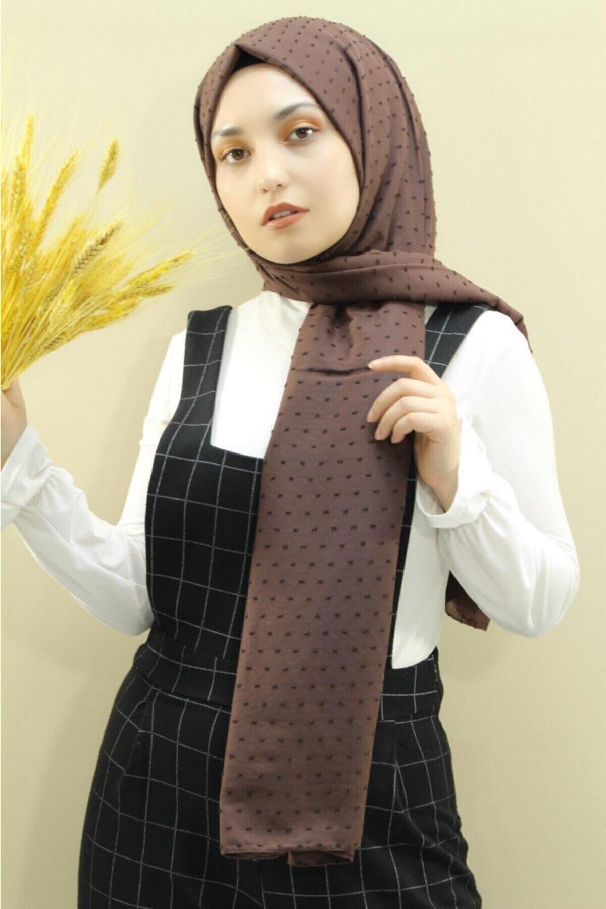Ahsem Scarf Kadın Kahverengi Pıt Pıt Şal