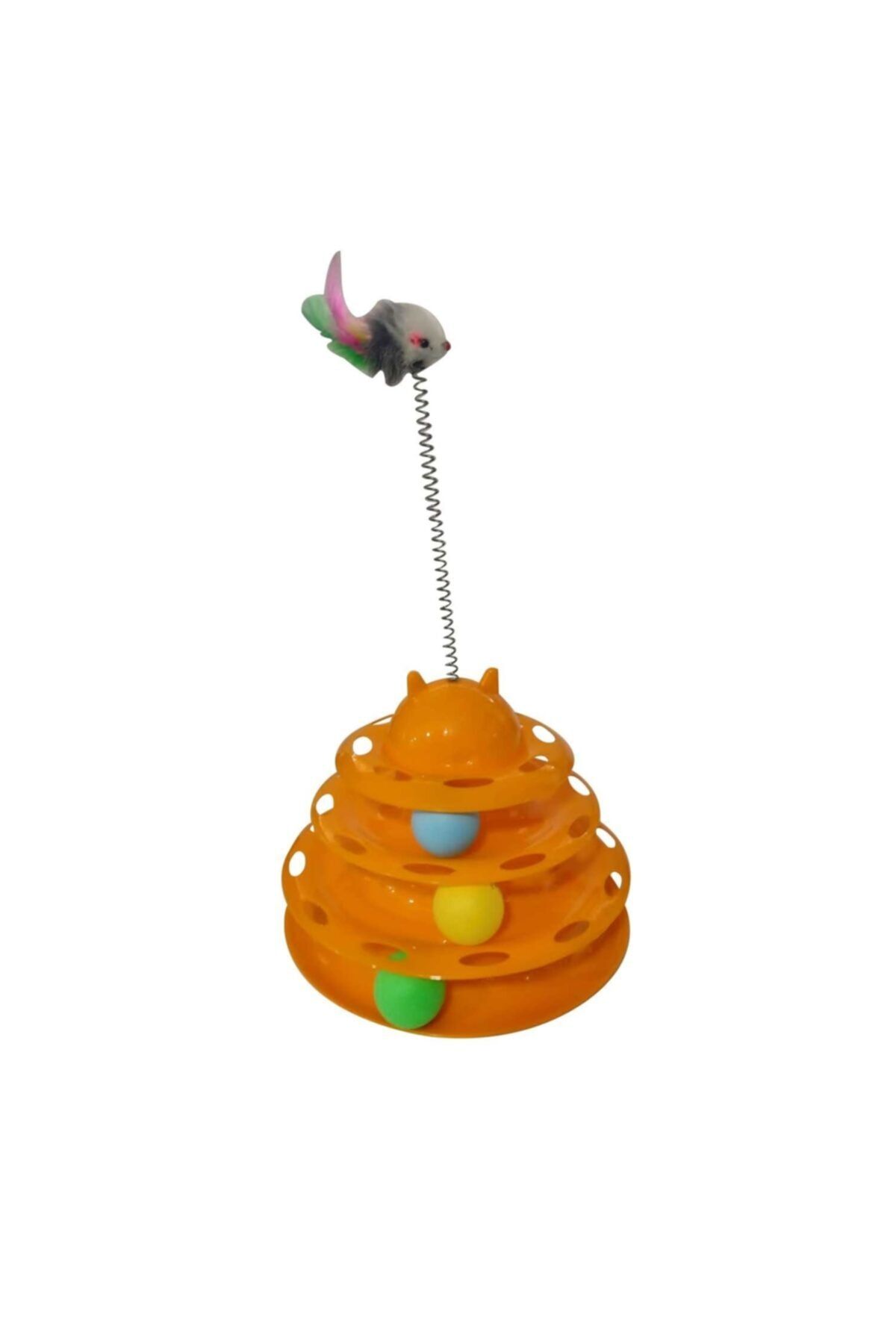 EvimShopping Petzoom 3 Katlı Kedi Başlıklı Ve Yaylı Kedi Oyuncağı