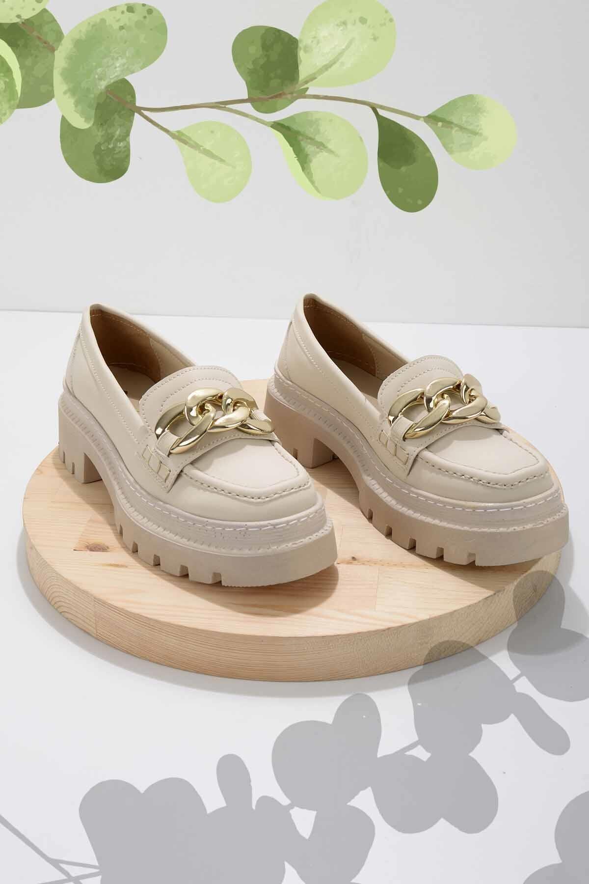 Bambi Bej Kadın Loafer Ayakkabı K015383330
