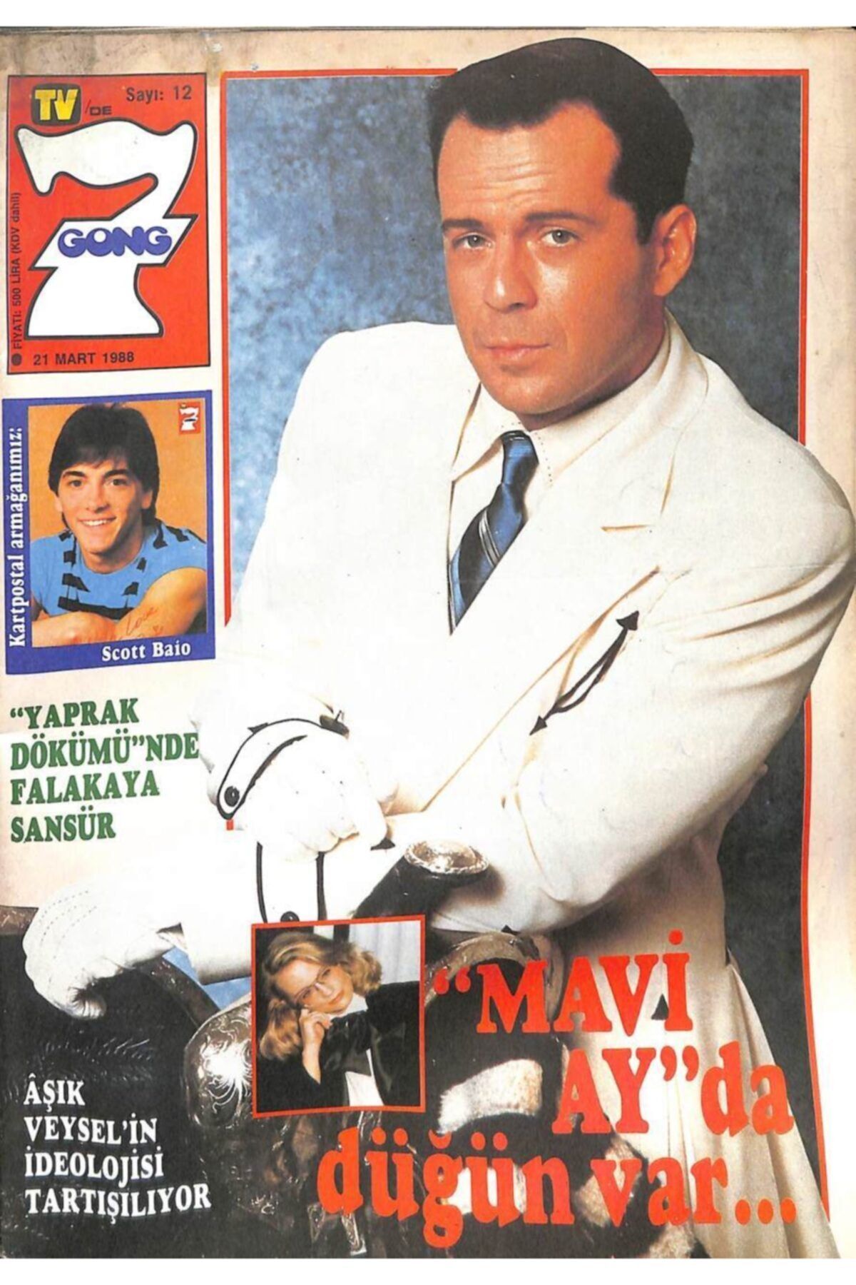 Gökçe Koleksiyon Tv`de 7 Gong Magazin Dergisi Sayı 12 / 21 Mart 1988 - Hülya Koçyiğit - Aydan Şener - Cihan Ünal - Mi